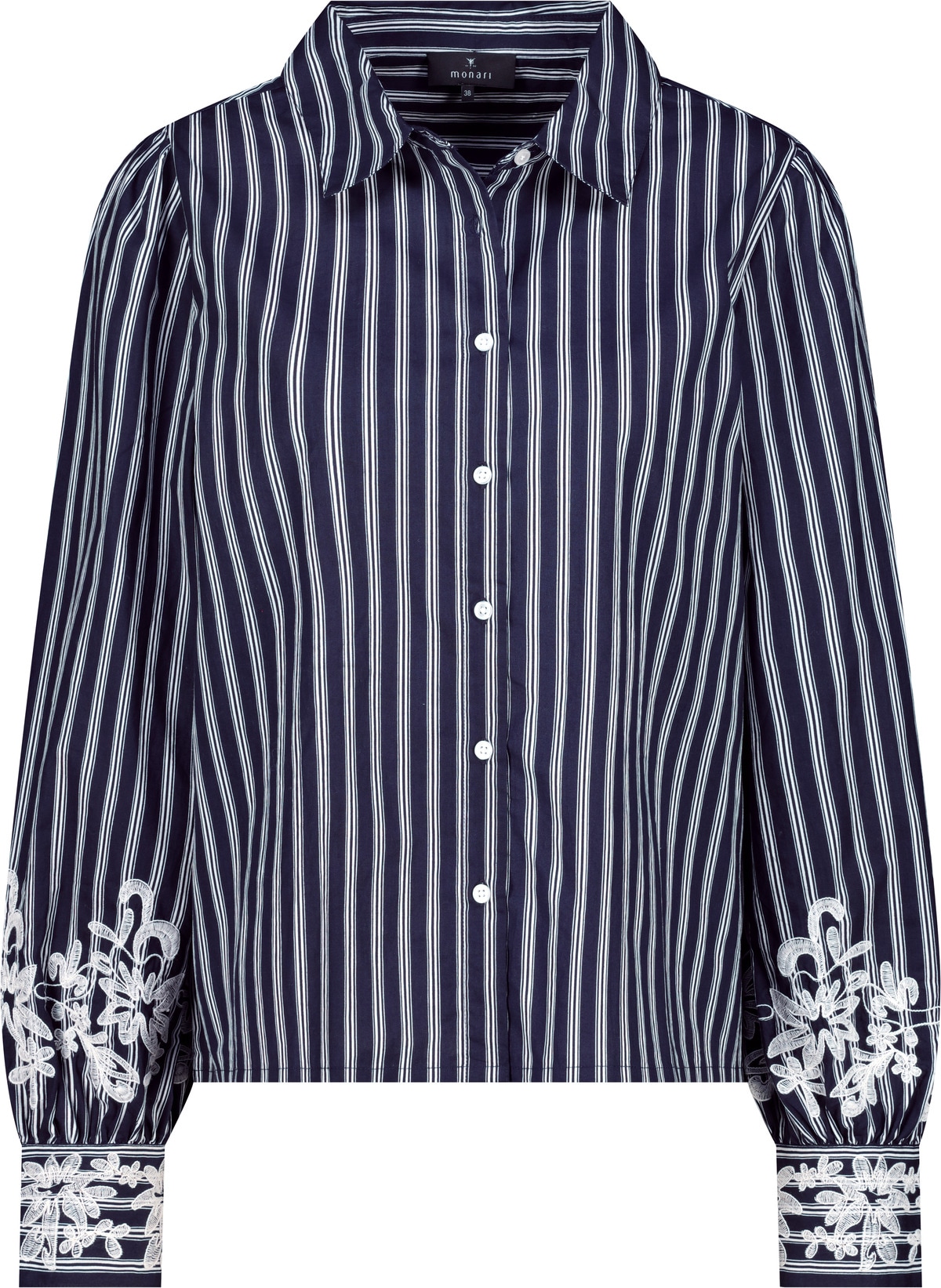 Monari Langarmbluse Hemdblusenkragen, Regular Fit, mit Spitzenbesatz