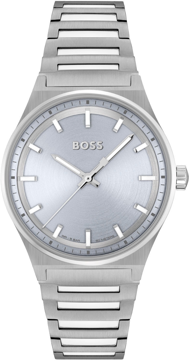 BOSS Quarzuhr »CANDOR LADIES«, Damenuhr, Armbanduhr, Leuchtindizes, Edelstahlarmband