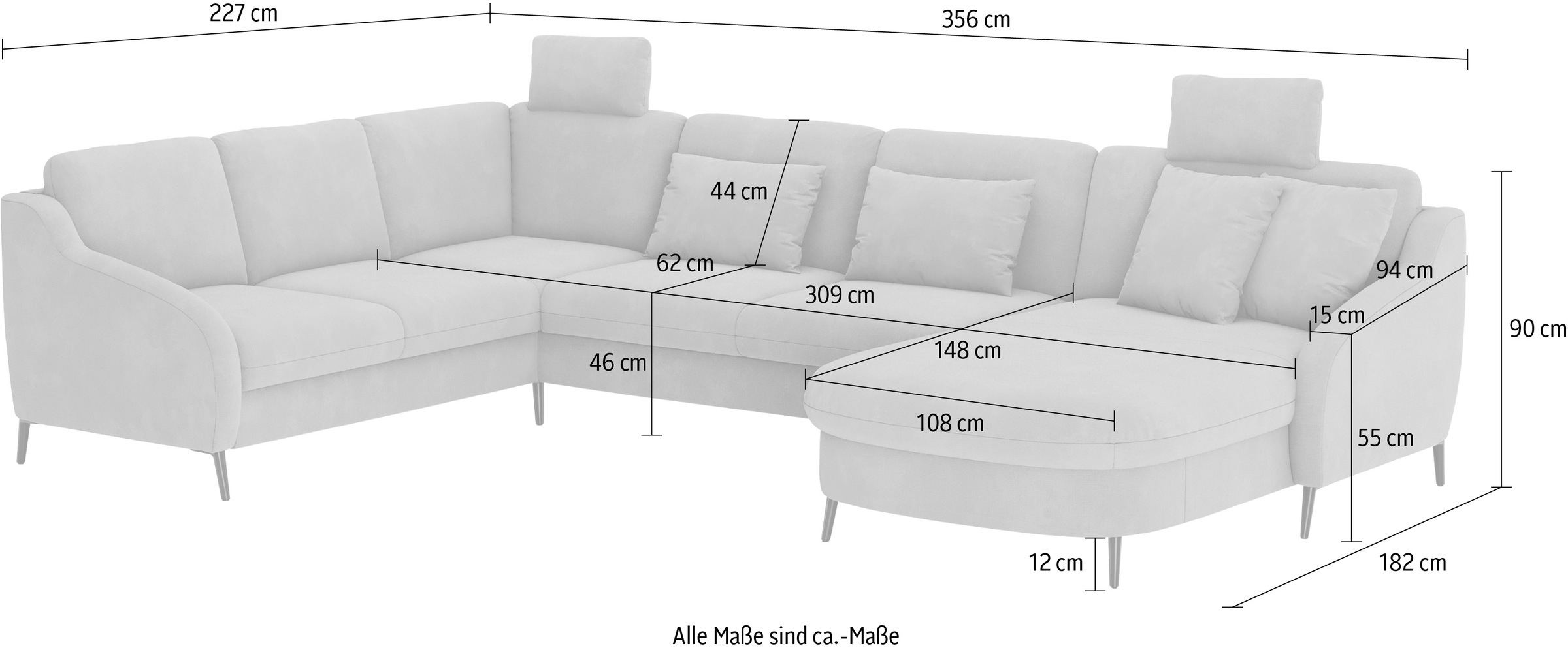 sit&more Wohnlandschaft »Soul U-Form«, wahlweise mit Bettfunktion und Bettkasten oder Schubkasten