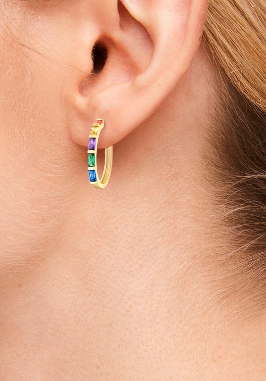s.Oliver Paar Creolen »Regenbogen, 2035503«, mit Zirkonia (synth.)