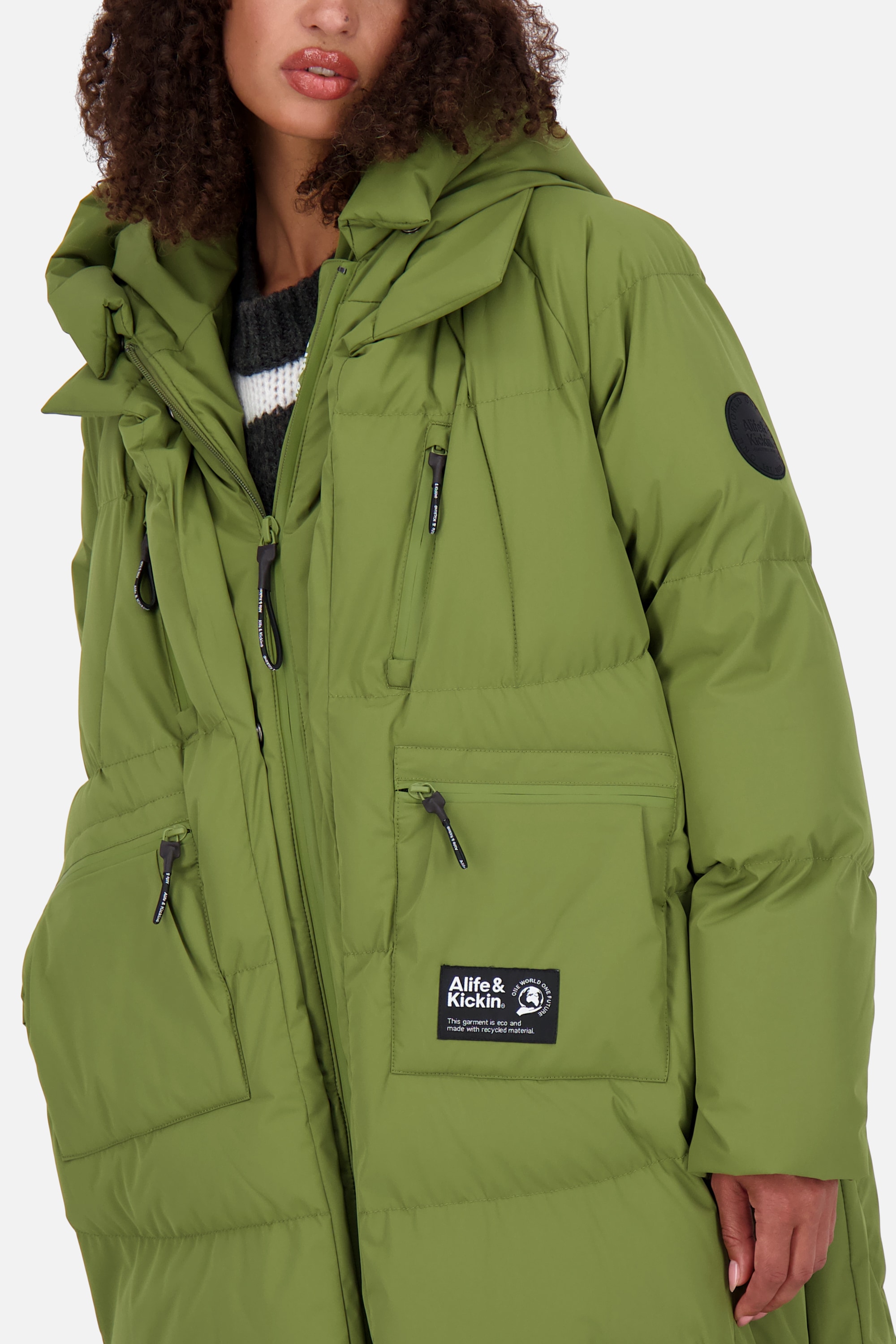 Alife & Kickin Winterjacke »Damen RihannaAK A«, mit Kapuze, Langer, warmer Wintermantel mit großer Kapuze und Fleece Innenfutter