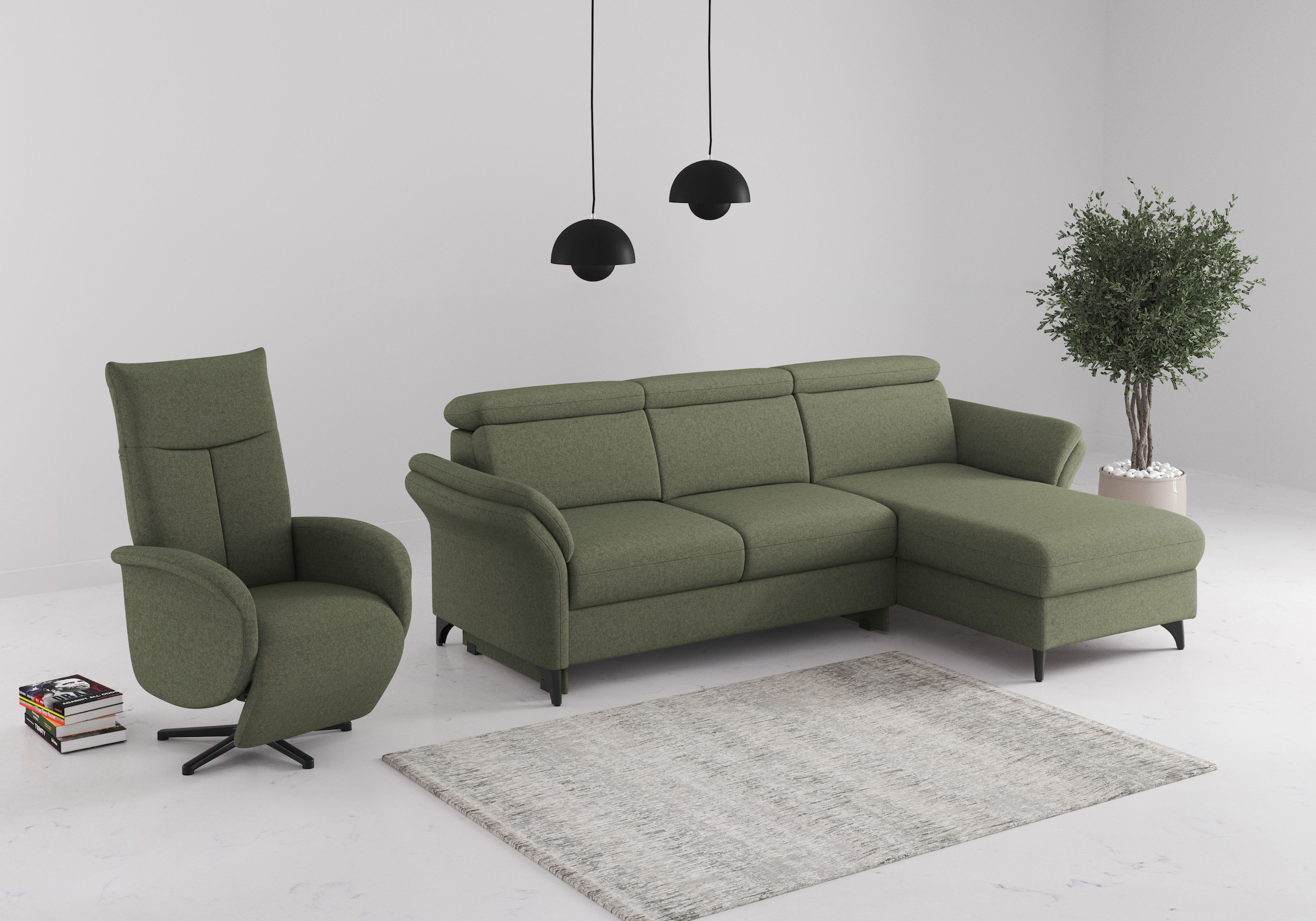 sit&more Ecksofa »Glendale, L-Form« inkl. Kopfteilverstellung, wahlweise mit Vorziehsitz und Bettkasten