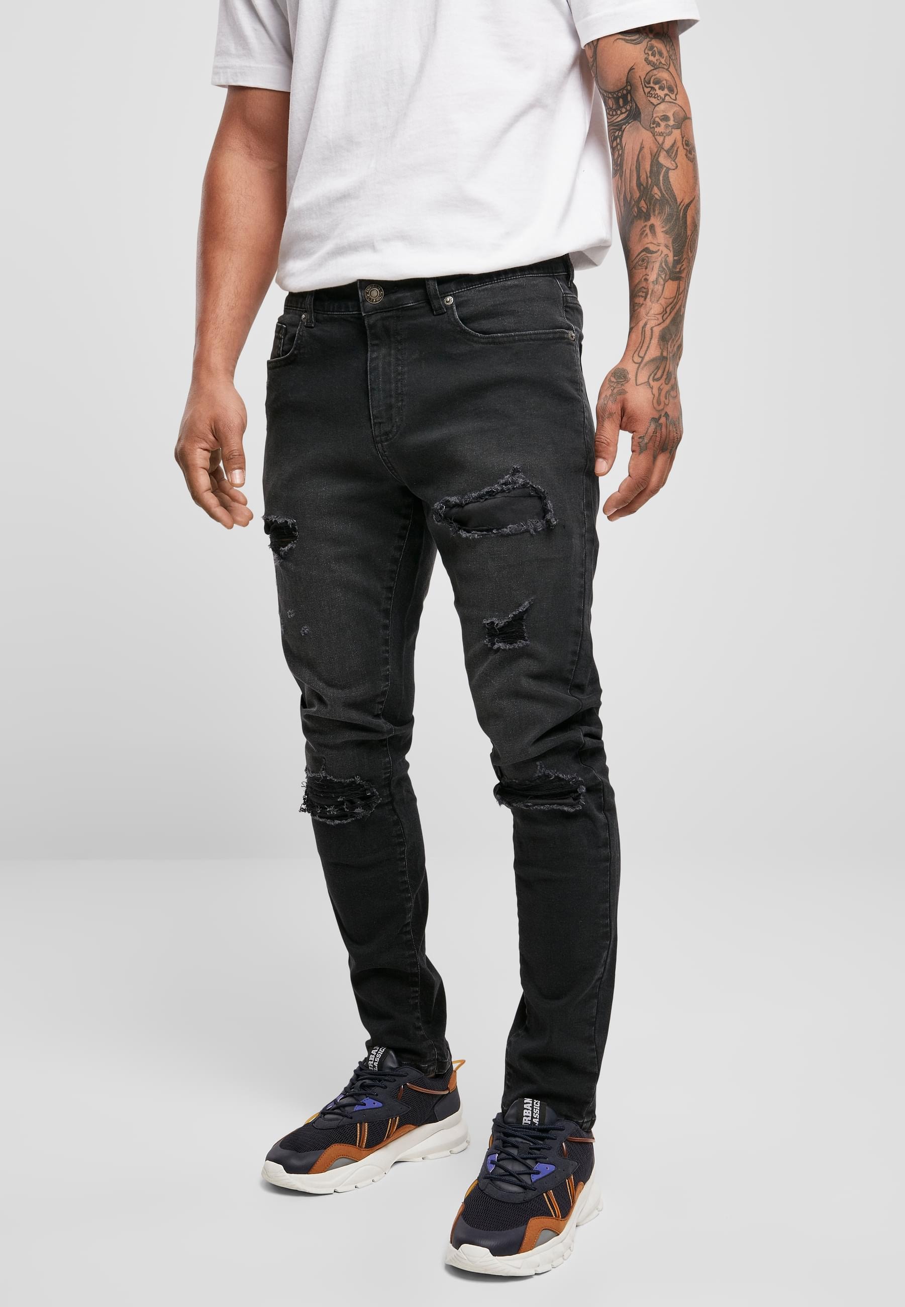 URBAN CLASSICS Bequeme Jeans »Urban Classics Herren Heavy Destroyed Slim Fit Jeans« 1 Stk.