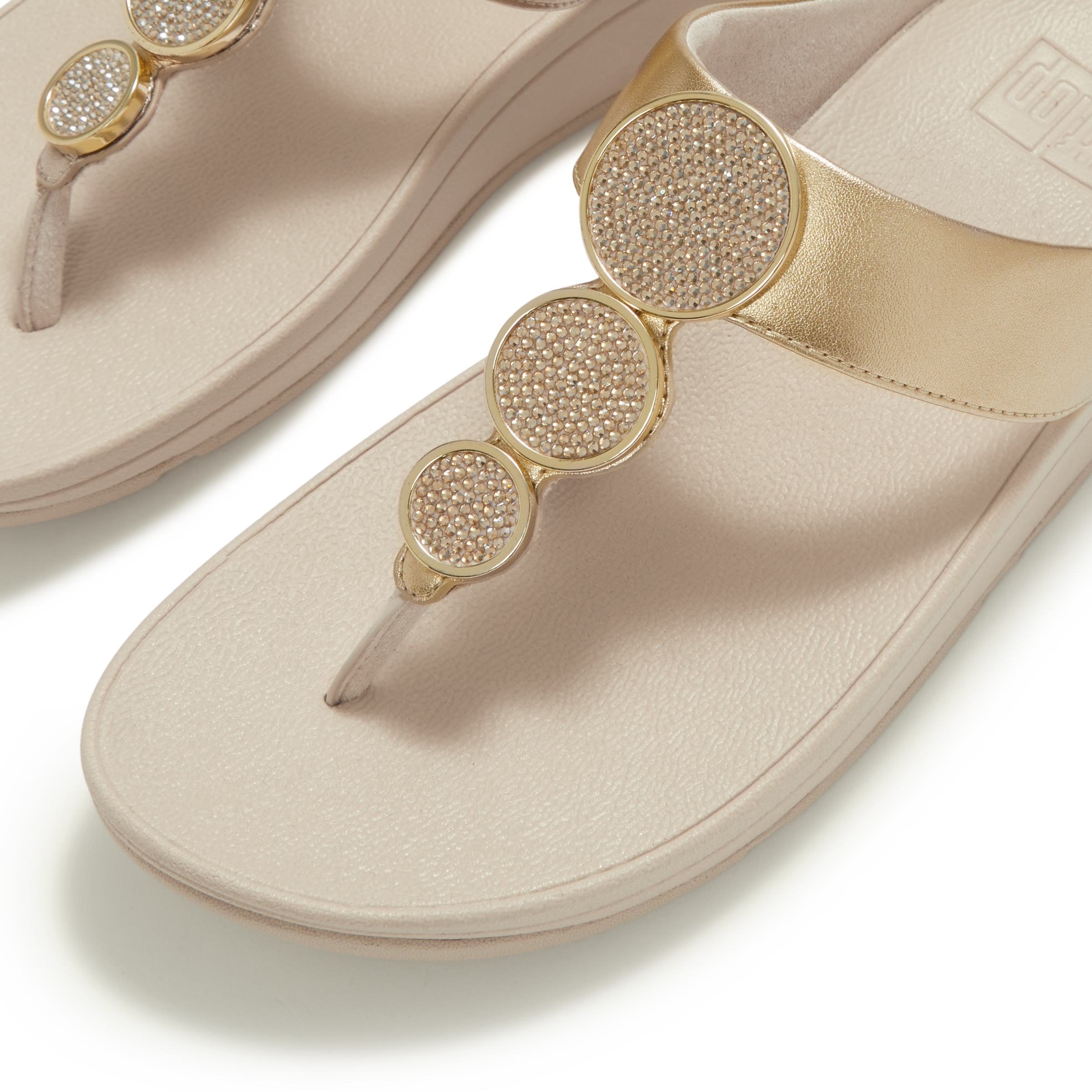 Fitflop Dianette »HALO BEAD-CIRCLE METALLIC TOE-POST SANDALS«  Pool Slides, Pantolette mit dämpfender Zwischensohlentechnologie