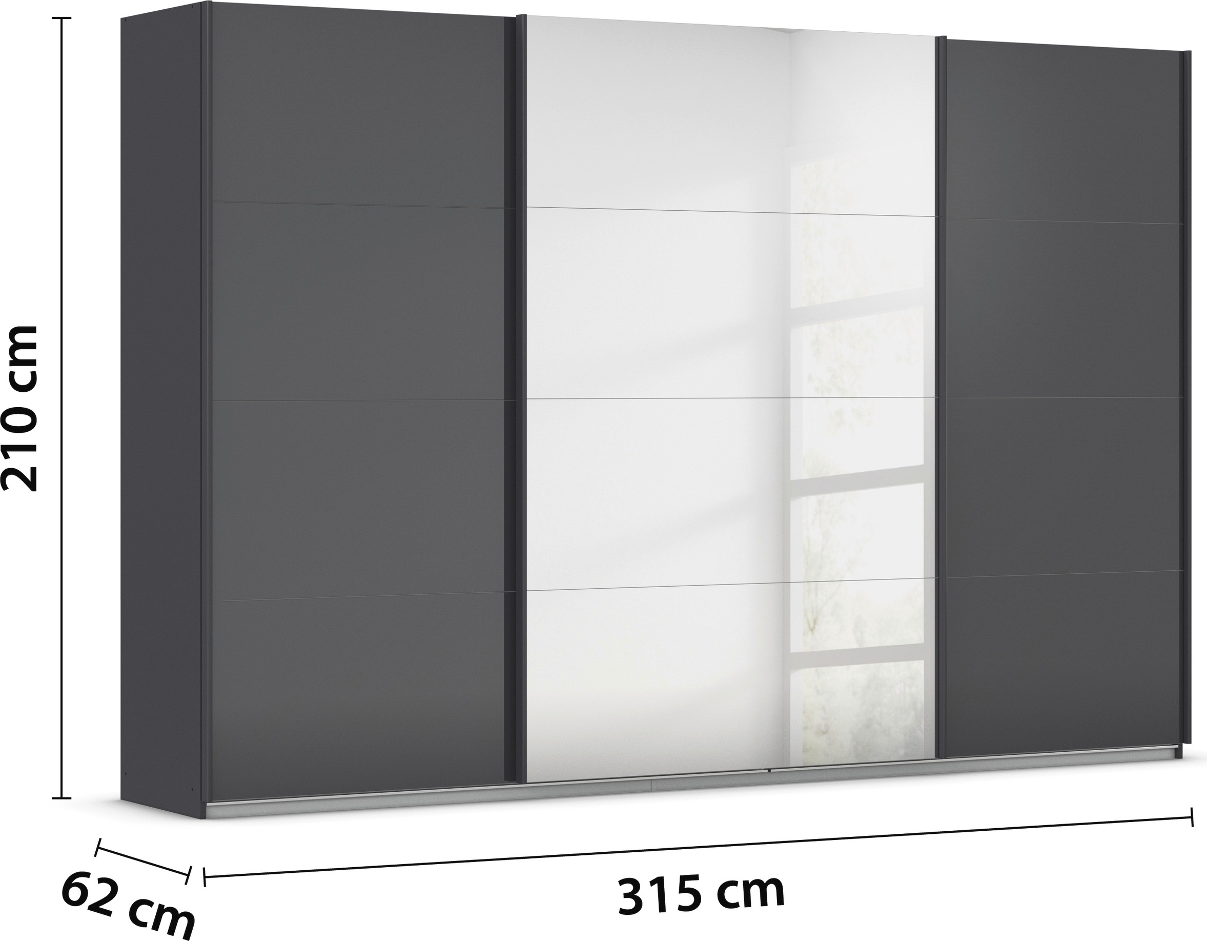 rauch Schwebetürenschrank »Kleiderschrank Kleiderschränke Schrank Garderobe AGORDO mit Glasfront«, durchdachte Innenausstattung, in 4 Breiten und 2 Höhen MADE IN GERMANY