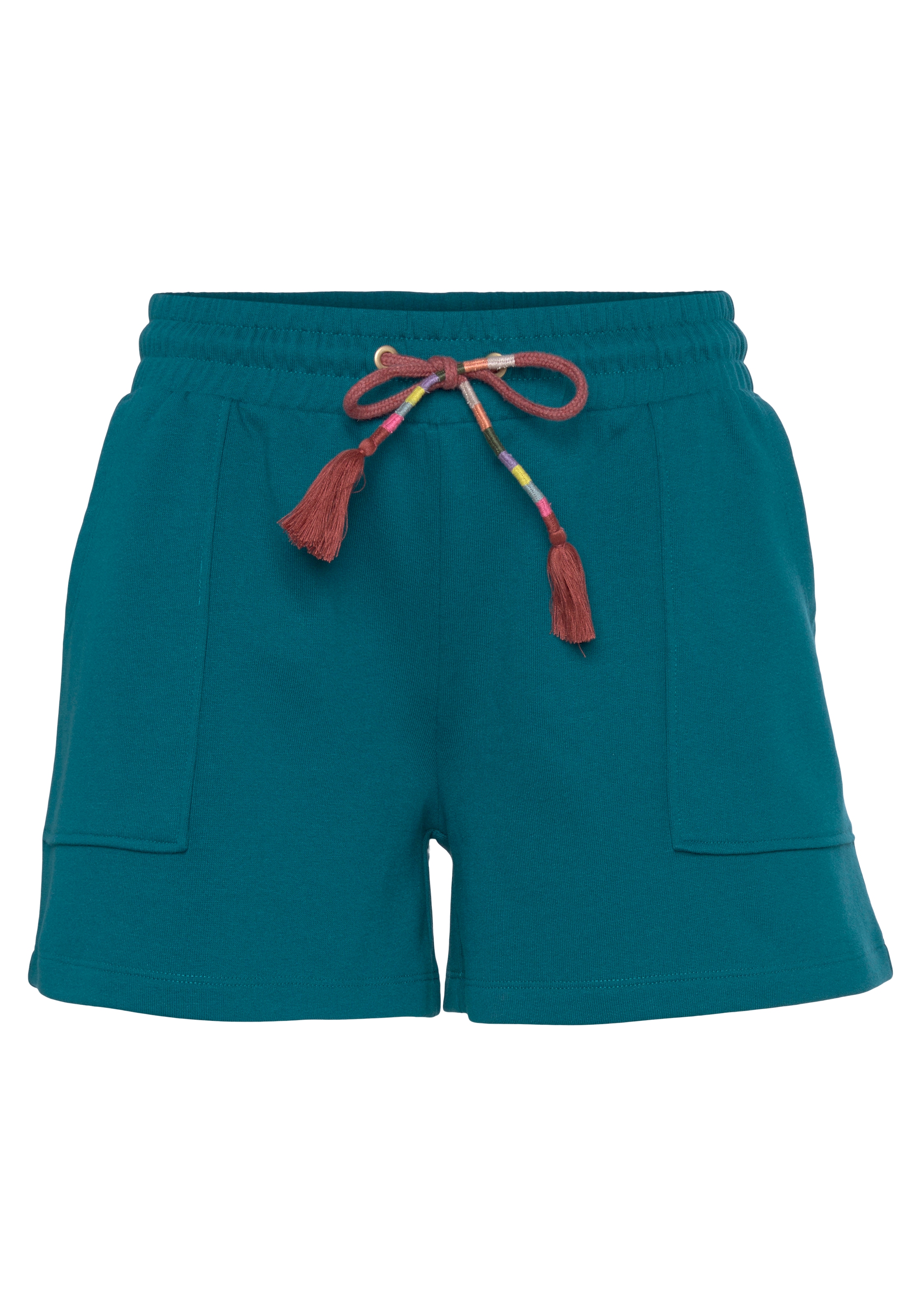 Vivance Sweatshorts, Kurze Hose mit aufgesetzten Taschen und Kontrastkordel, Loungewear