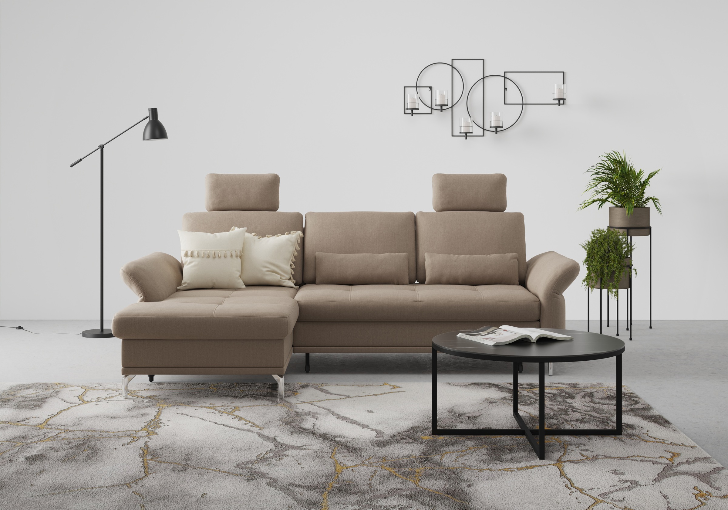INOSIGN Ecksofa »Palm Beach L-Form«, Federkern, mit Sitztiefenverstellung, wahlweise mit Bettfunktion
