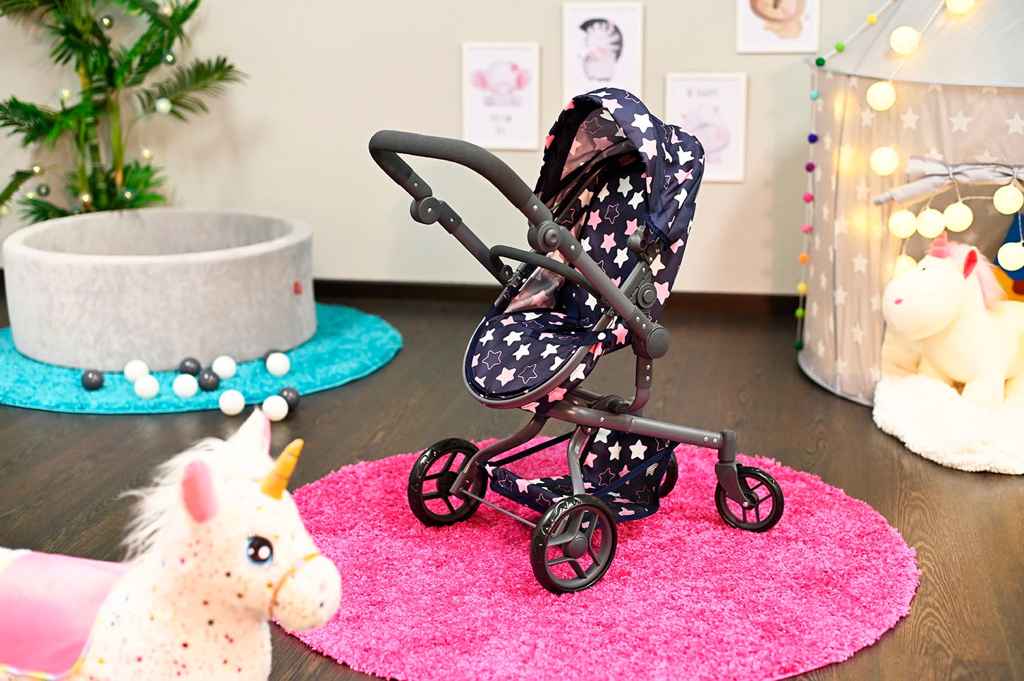 Knorrtoys® Kombi-Puppenwagen »Boonk - star blue pink«