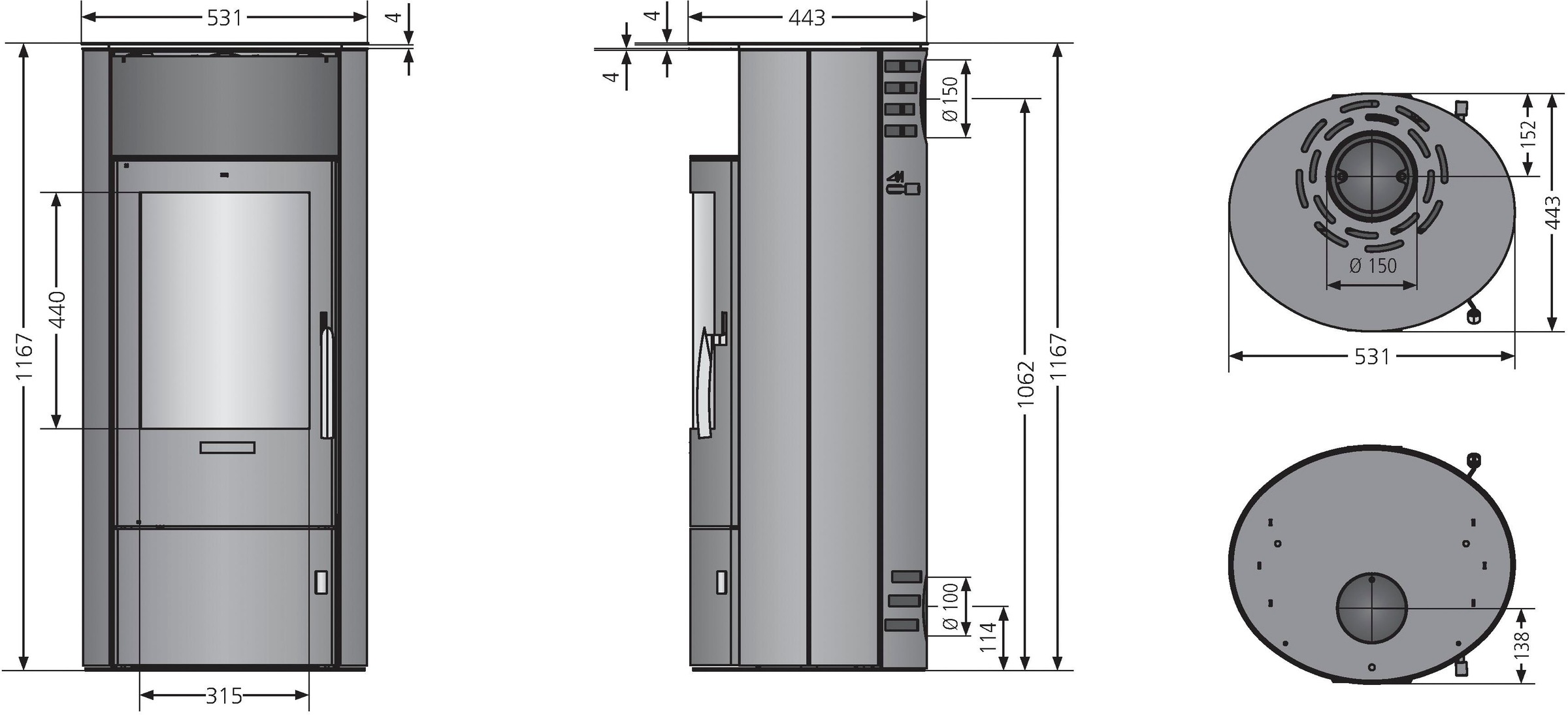 Oranier Kaminofen »Polar 7 2.0«, Stahl/Vermiculite