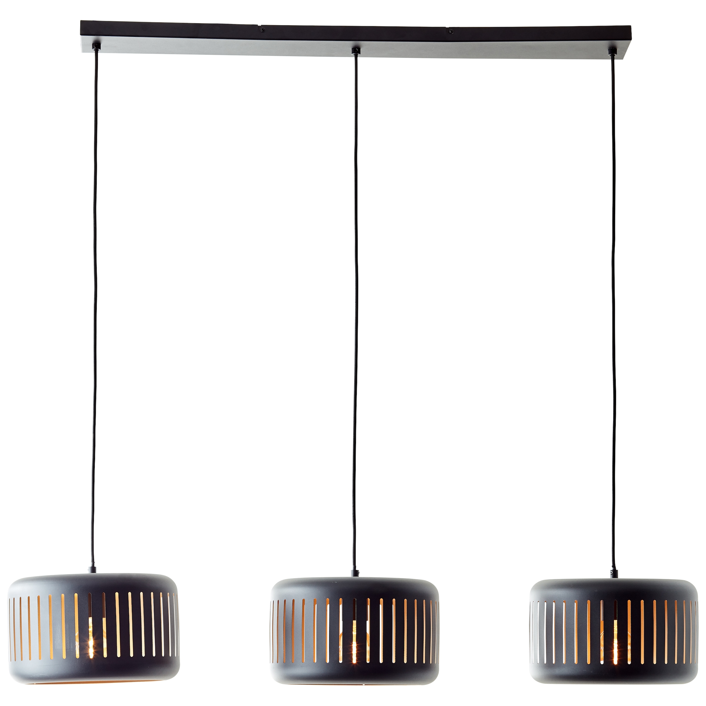 Brilliant Pendelleuchte »Tyas«, 3 flammig, Leuchtmittel E27 | ohne Leuchtmittel, 120 x 110 x 27 cm, 3 x E27, kürzbar, Metall, schwarz/goldfarben
