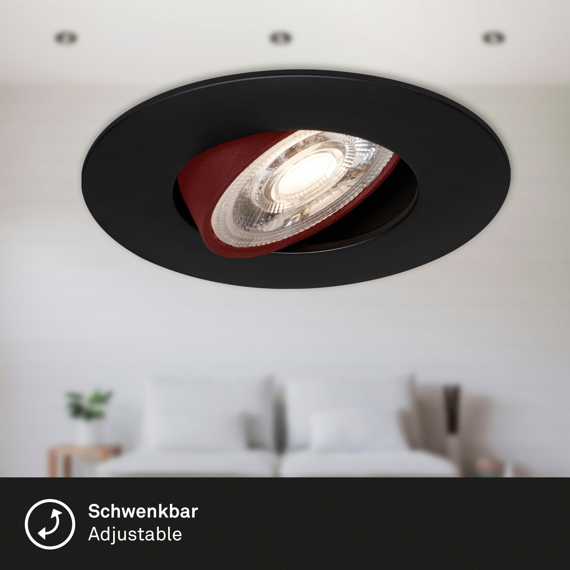 Briloner Leuchten LED Einbauleuchte »7048035 KULANA«, Leuchtmittel LED-Board | LED fest integriert, 3er Set, ultraflach, schwenkbar, stufenlos dimmbar, schwarz