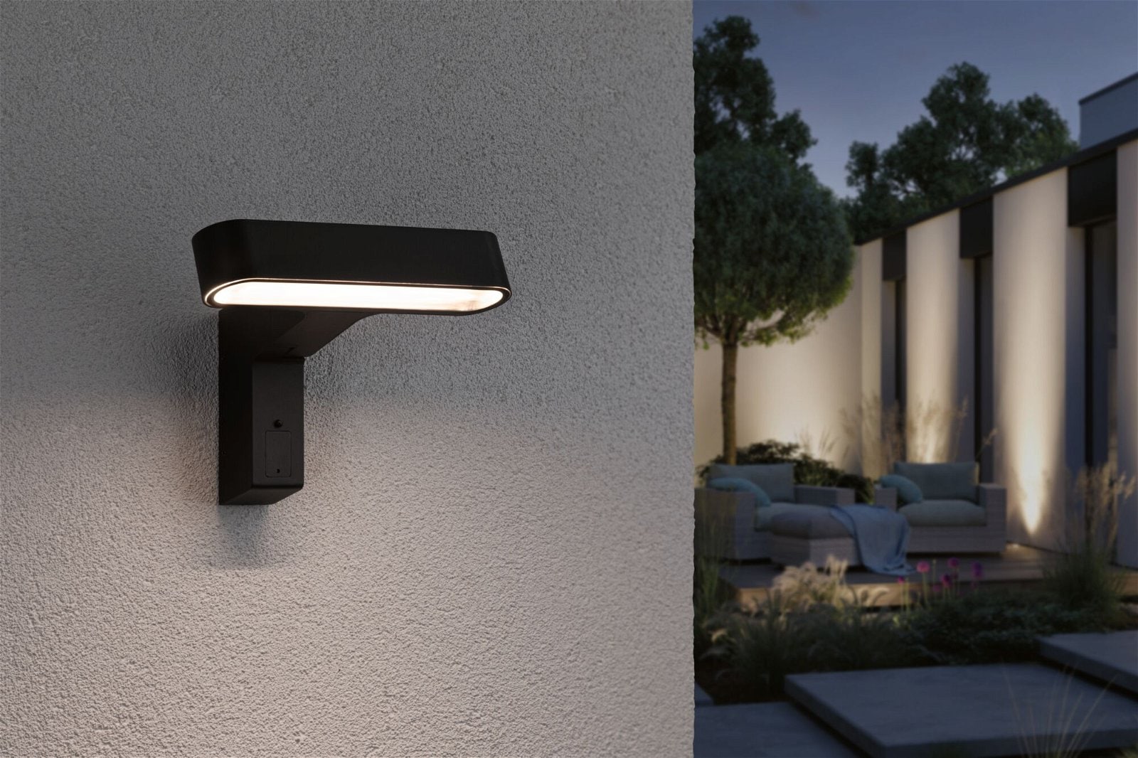 Paulmann LED Außen-Wandleuchte »House Ito 227x159mm 6W 450lm 230V 65° Anthrazit Metall, Kunststoff«, 1 flammig, Bewegungsmelder Horizontale Ausrichtung IP44 3000K