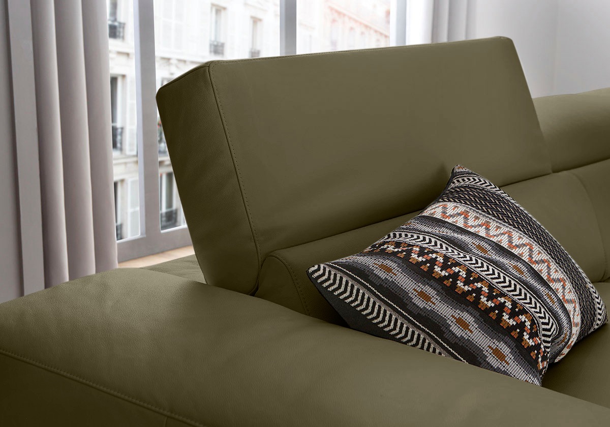 W.SCHILLIG Ecksofa »piedroo, Designsofa mit tollem Sitzkomfort, bequem und elegant, L-Form«, Kopfteilverstellung, wahlweise mit Sitztiefenverstellung, Breite 303cm