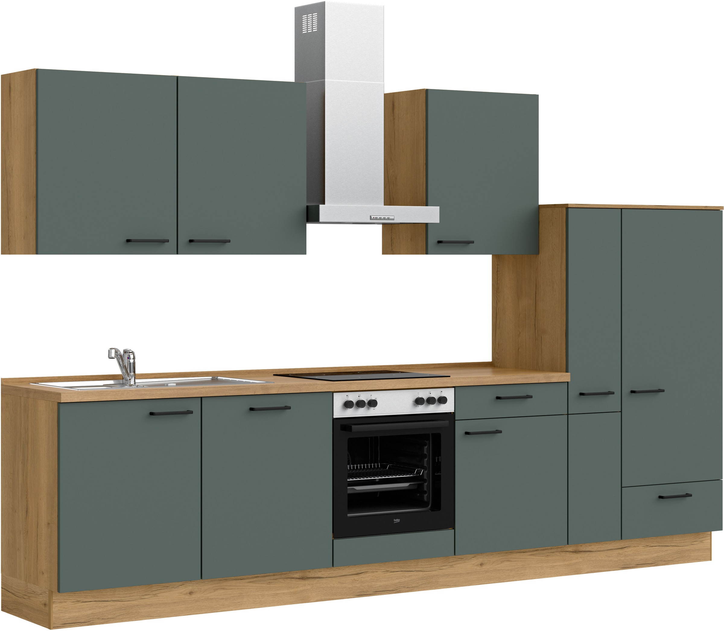 nobilia® Küchenzeile »"Easytouch I"«, vormontiert, Ausrichtung wählbar, Breite 330 cm, wahlw. mit E-Geräten