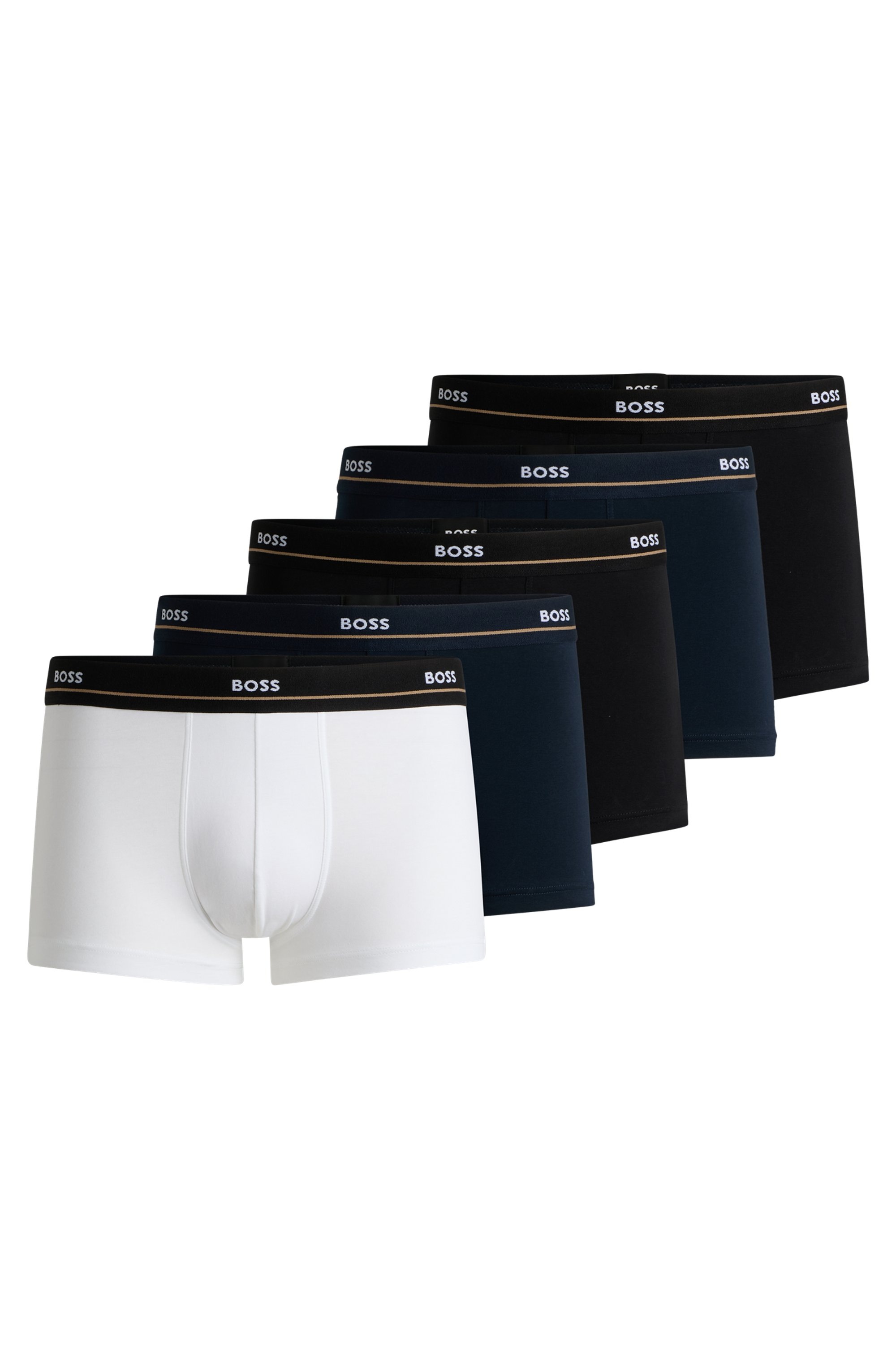 BOSS Trunk »Trunk 5P Essential«, (Packung, 5 St., 5er Pack), mit modischem, teilweise kontrastfarbenen BOSS Logo-Elastikbund