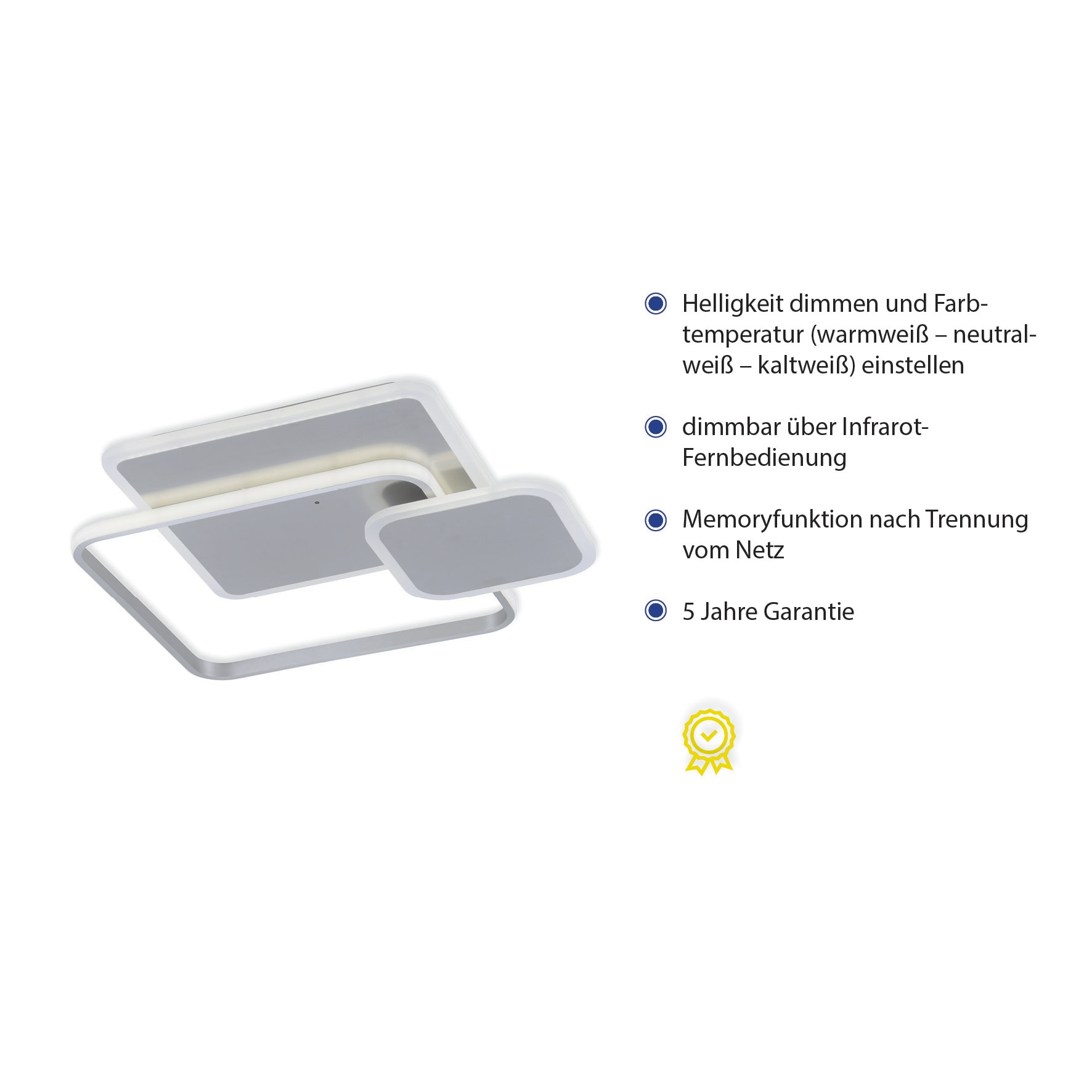 Paul Neuhaus LED Deckenleuchte »EMILIO« LED-Board 1 Stk. warmweiß - kaltweiß Fernbedienung, Infrarot inkl.