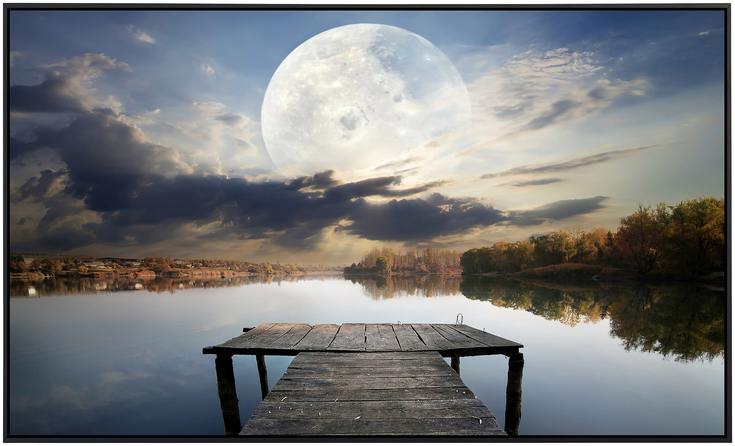 Papermoon Infrarotheizung »Steg im Wasser mit Mond«, sehr angenehme Strahlungswärme