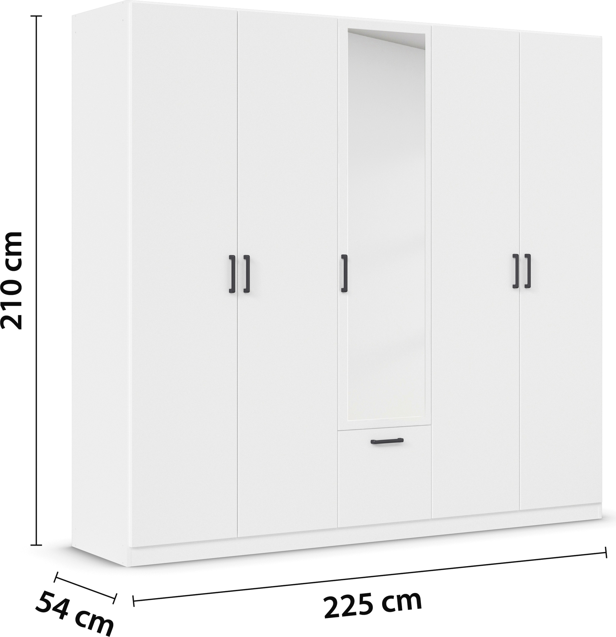 rauch Drehtürenschrank »Kleiderschrank Schrank Garderobe Wäscheschrank BARI mit Spiegel«, mit Schubasten mittig, moderner Griff in Graumetallic MADE IN GERMANY