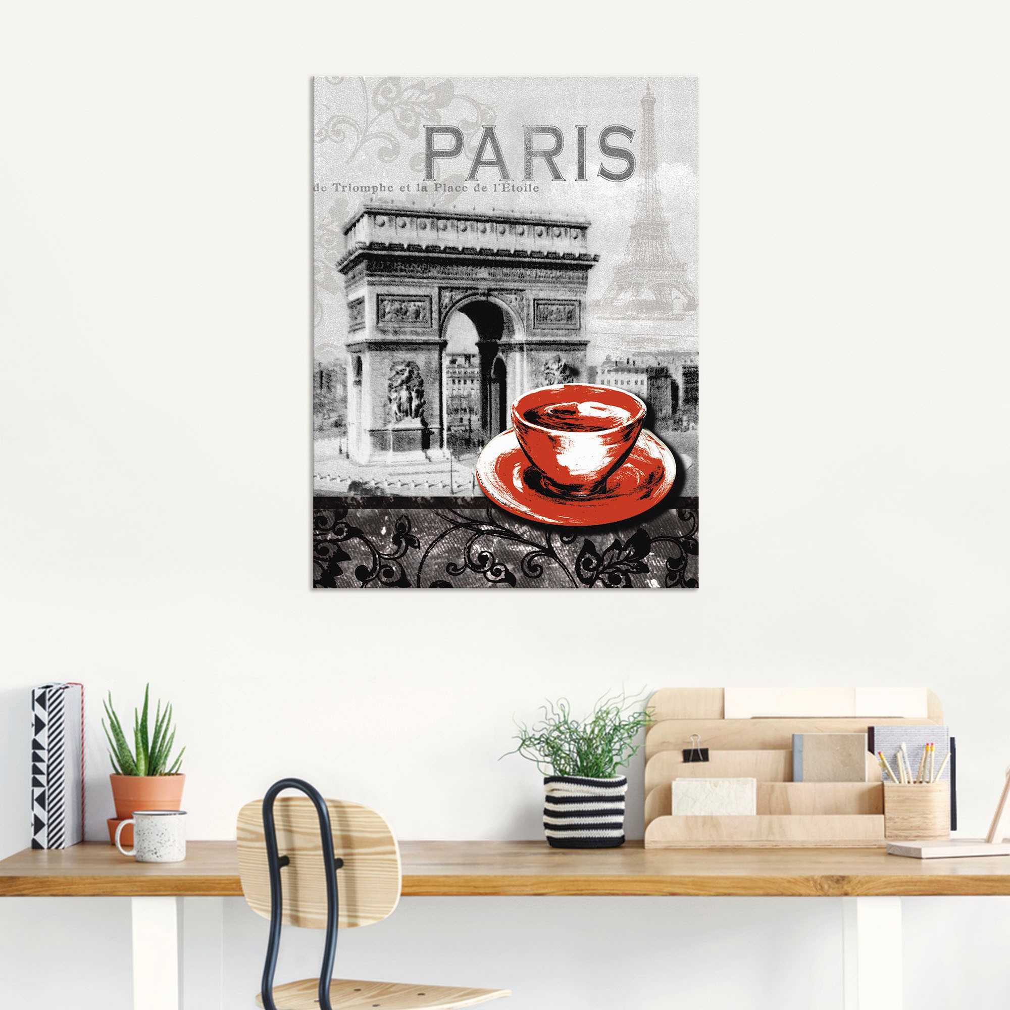 Artland Wandbild »Paris - Café au Lait - Milchkaffee«, Gebäude, (1 St.), als Alubild, Outdoorbild, Leinwandbild, Poster, Wandaufkleber