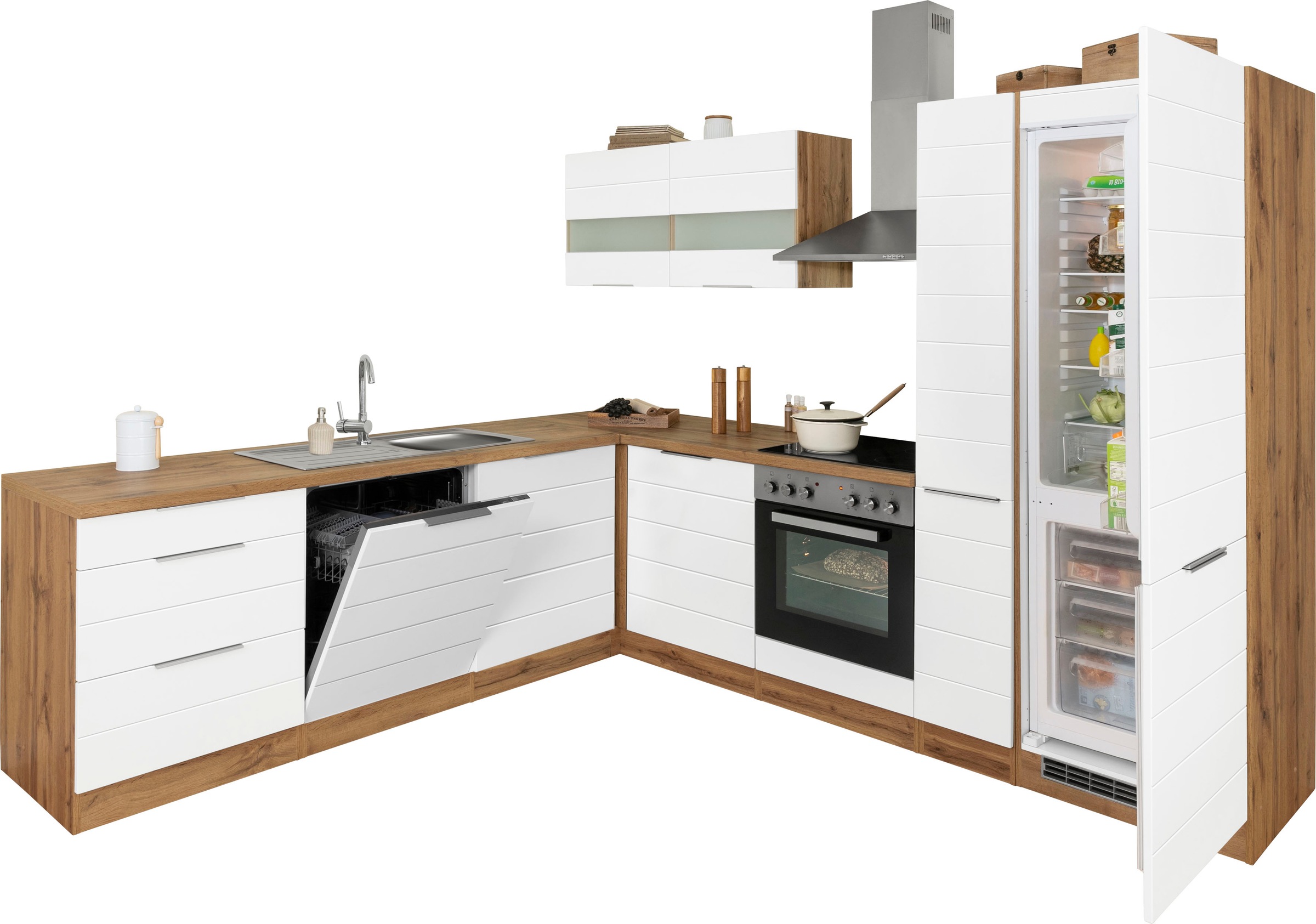 KOCHSTATION Winkelküche »KS-Luhe«, Stellbreite 240x270 cm, wahlweise mit oder ohne E-Geräten, MDF-Fronten