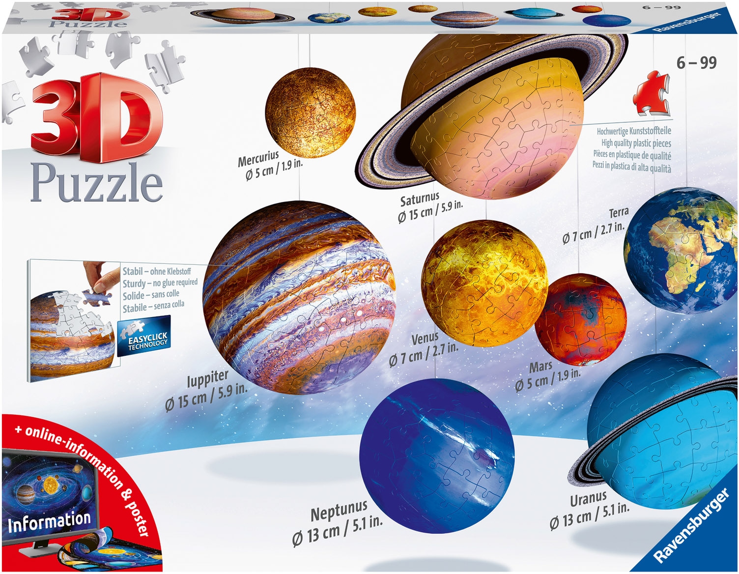 Ravensburger 3D-Puzzle »Planetensystem«, Made in Europe, FSC® - schützt Wald - weltweit