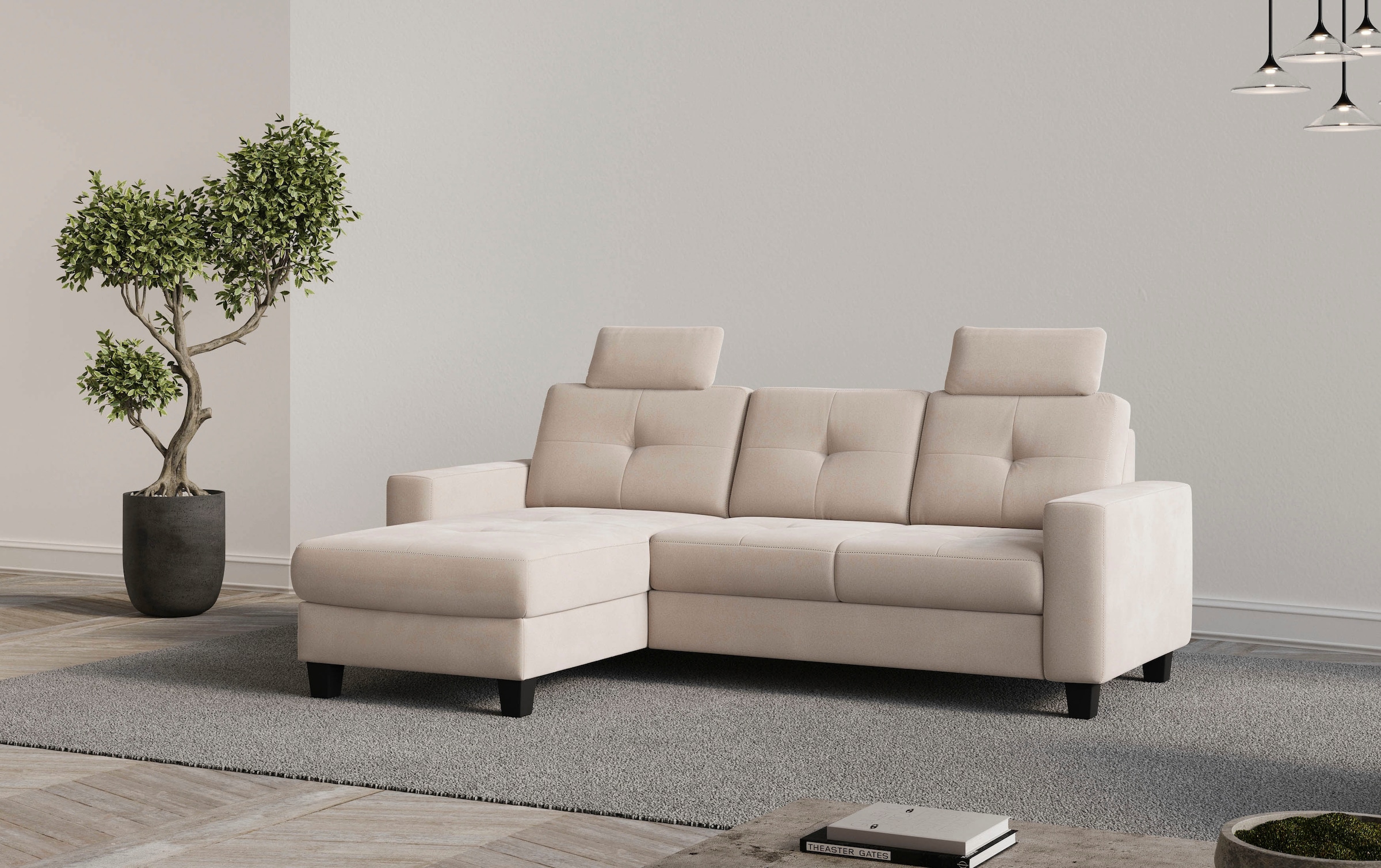 Places of Style Ecksofa »Varese L-Form«, wahlweise mit Bettfunktion und Bet günstig online kaufen