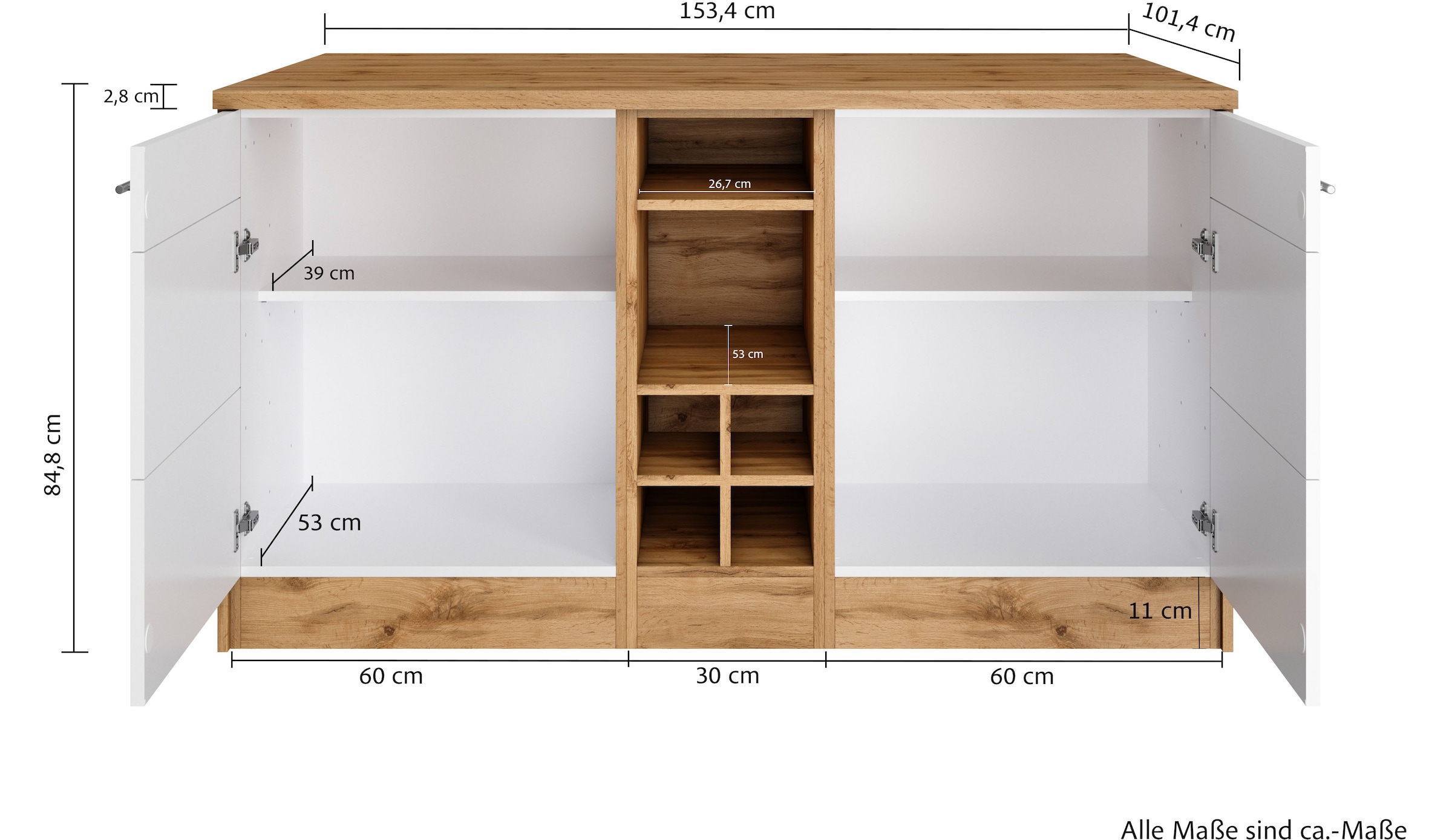 HELD MÖBEL Kücheninsel »Wien«, Breite 153 cm, MDF-Fronten, Flaschenregal