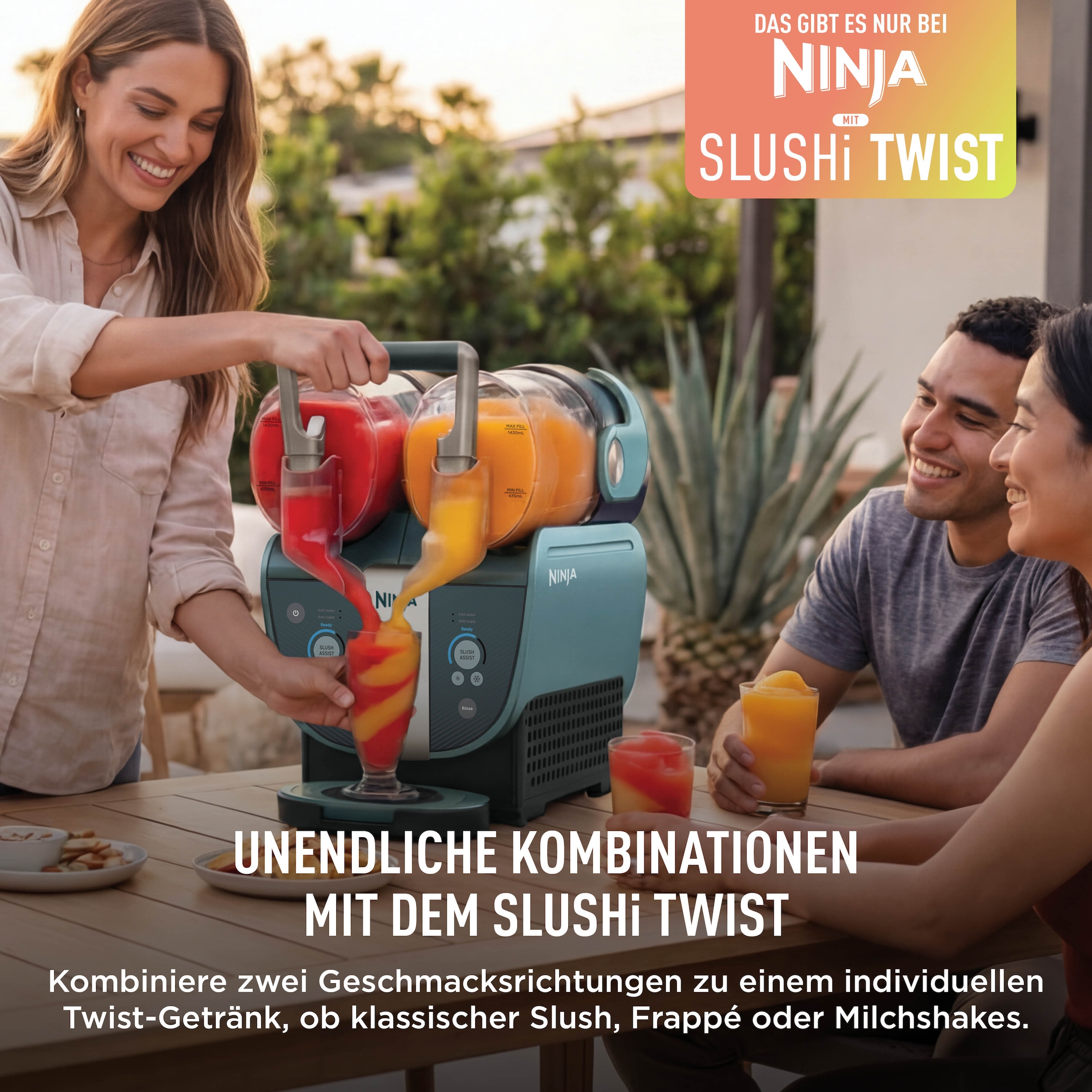 NINJA Slush-Eismaschine »SLUSHi Twist, 2-in-1 SLUSHi Maschine, Dual-SlushAssist-Technologie« 1,42 l 500 W 2 Behälter für gleichzeitige Zubereitung von zwei Geschmacksrichtungen