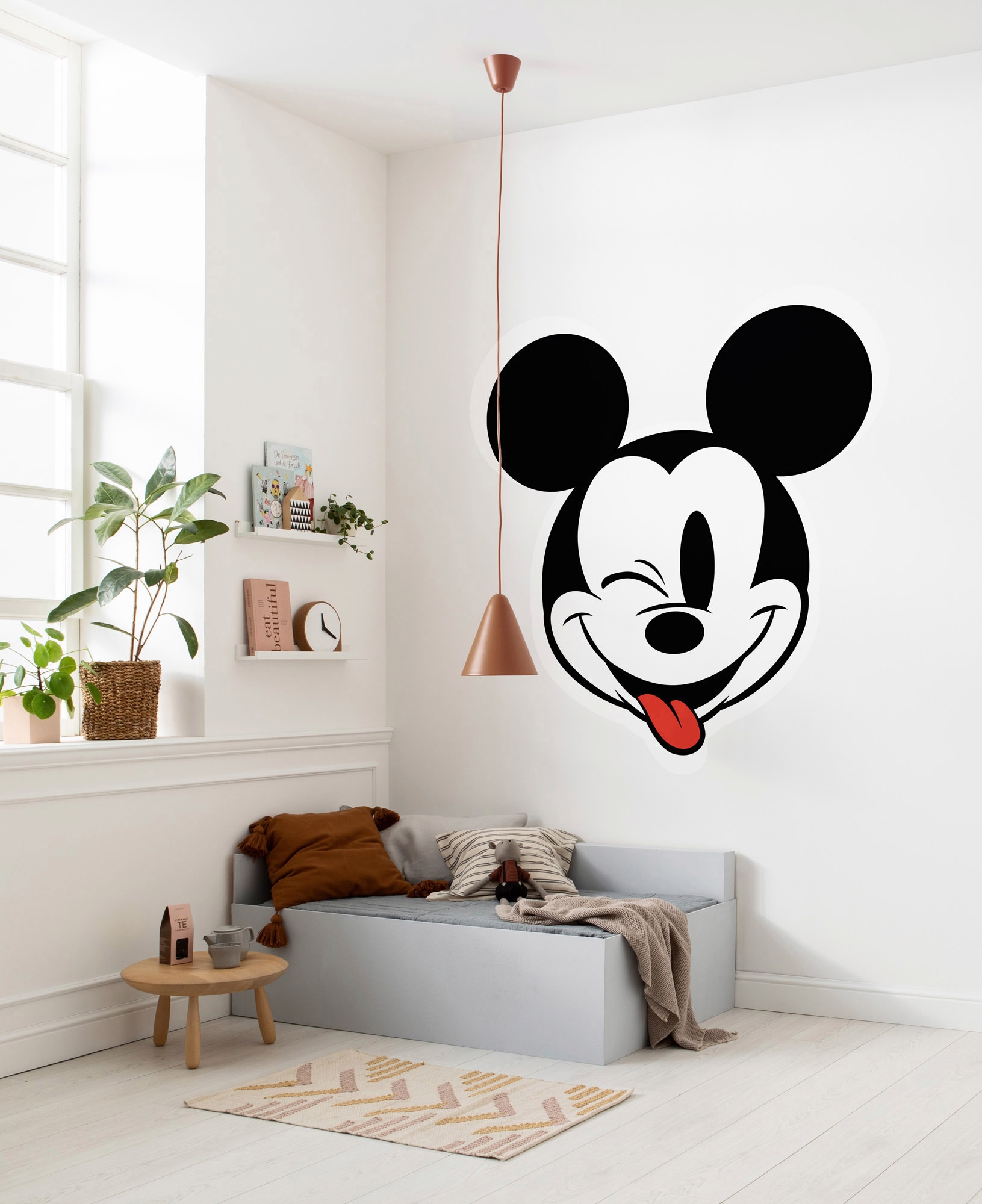 Komar Fototapete »Vlies selbstklebend - Mickey Head Optimism - Größe 125 x 125 cm«, bedruckt, Kinderzimmer