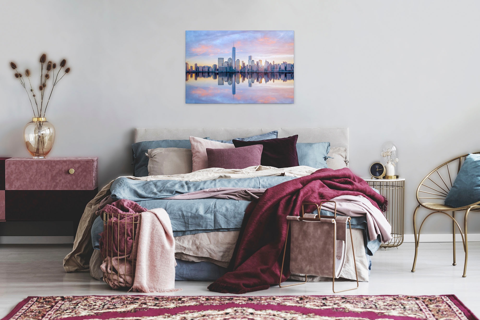 A.S. Création Leinwandbild »Skyline NY«, Kunst-New York-Kinder, (1 St.), Skyline Bild Keilrahmen Großstadt Leinwand-Bild Wohnzimmer modern Wand