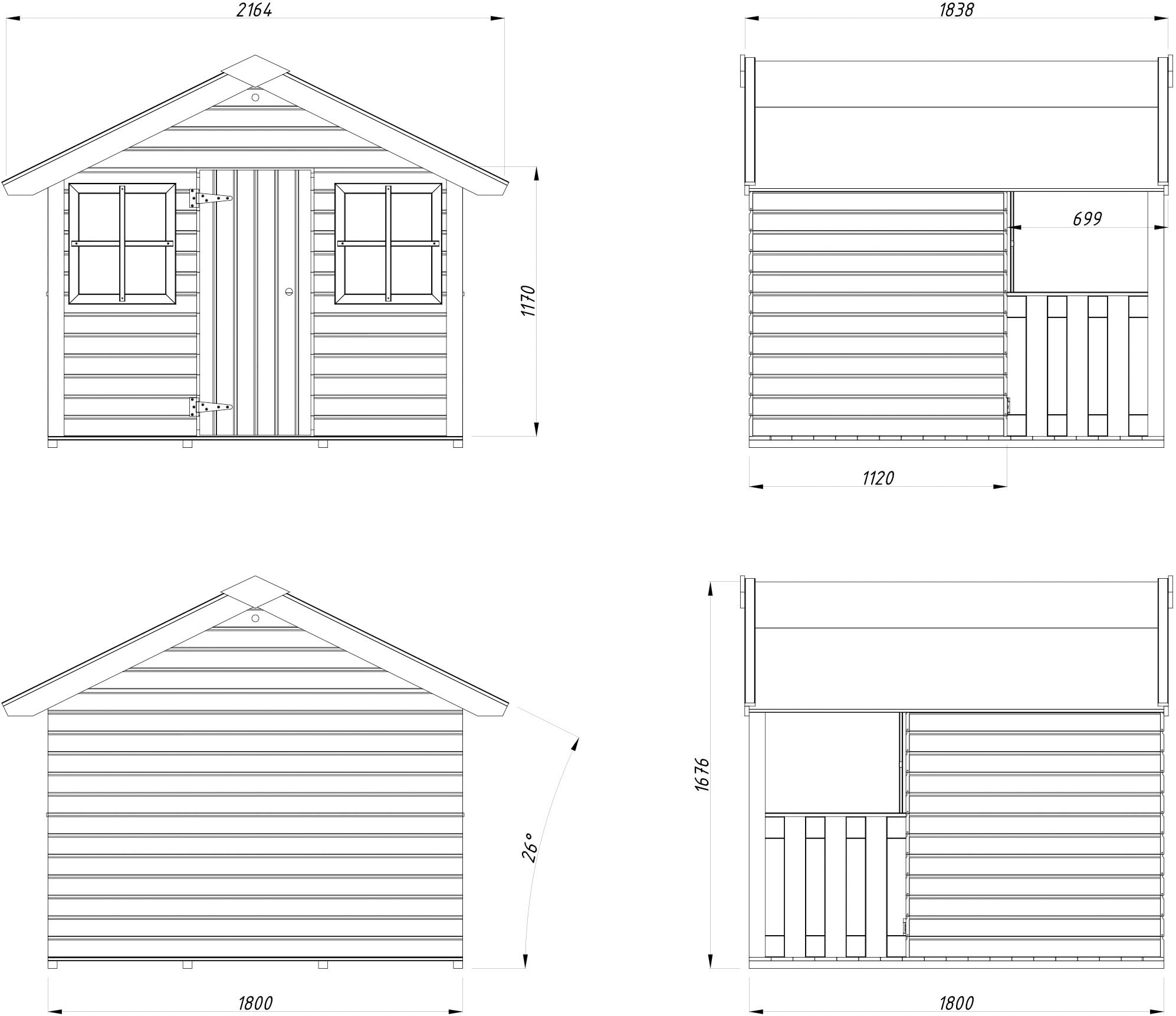 Palmako Spielhaus »Felix 1,9 m²« BxTxH: 216x184x168 cm