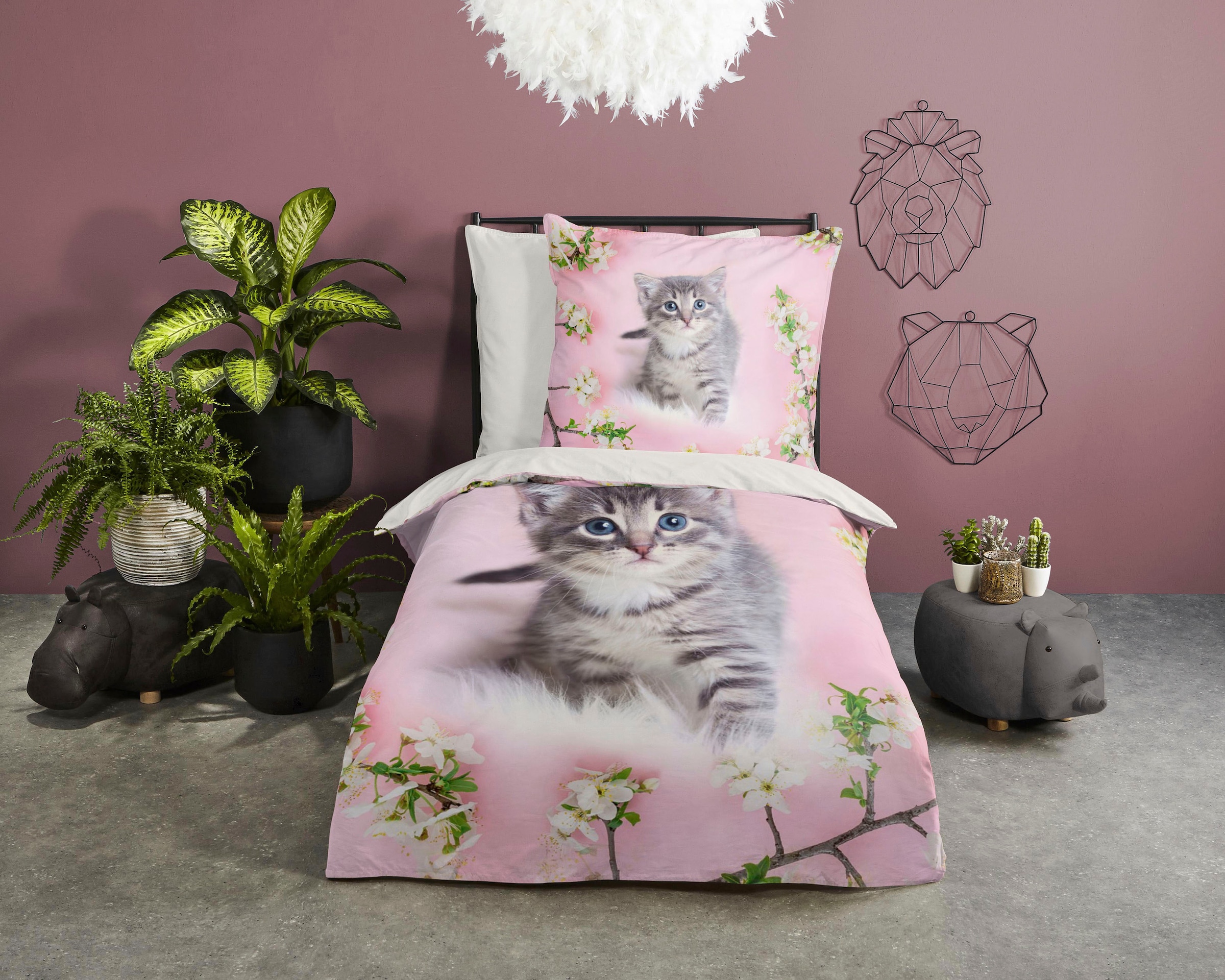 good morning Kinderbettwäsche »Pussycat«, Baumwolle, 135x200, Reißverschlus günstig online kaufen