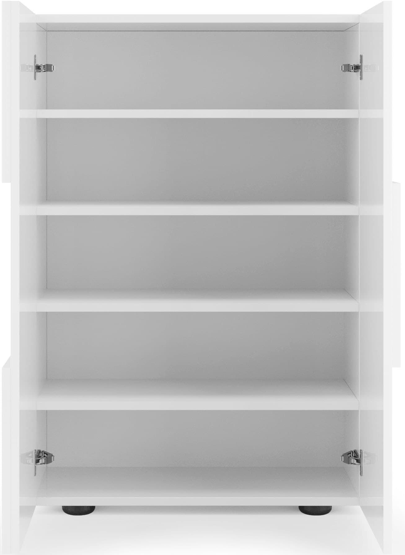 INOSIGN Schuhschrank »Dama Breite 78 cm, Höhe 116 cm, Schuhkommode,«, Front in 3D-Optik, 4 Einlegeböden, ca. 17 Paar Schuhe