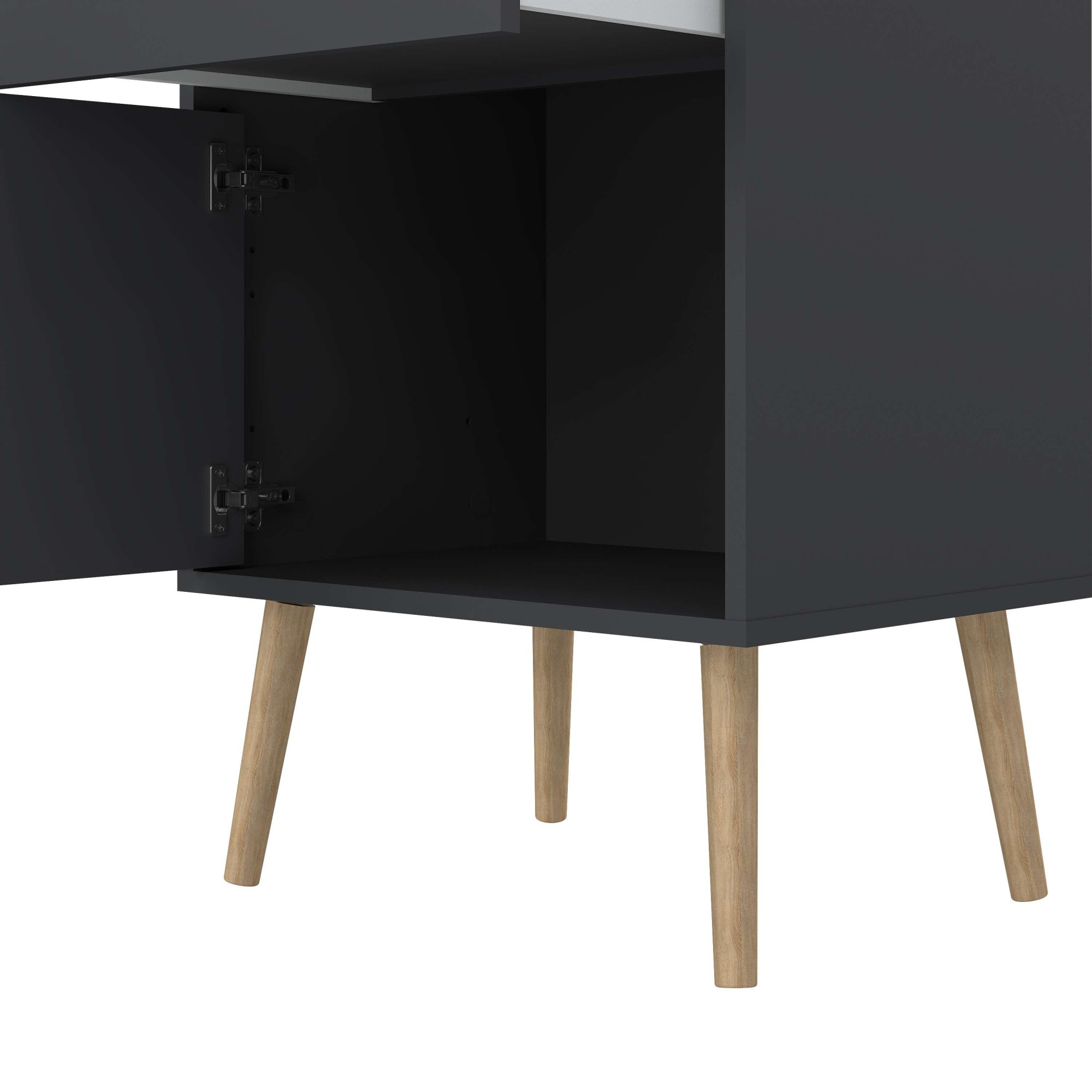 andas Nachtkommode »Bodo, Nachttisch, Nachtschrank, Beistelltisch,«, 1 Tür, 1 Schublade, Beine und Griffe aus Massivholz, Breite 50 cm