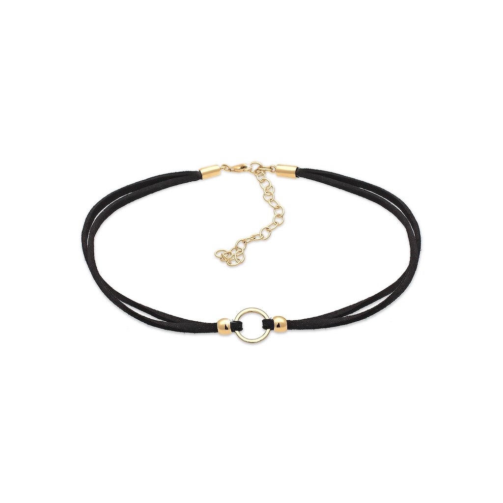 Elli Collier »Halsband schwarz Choker mit Kreis 925 Silber«