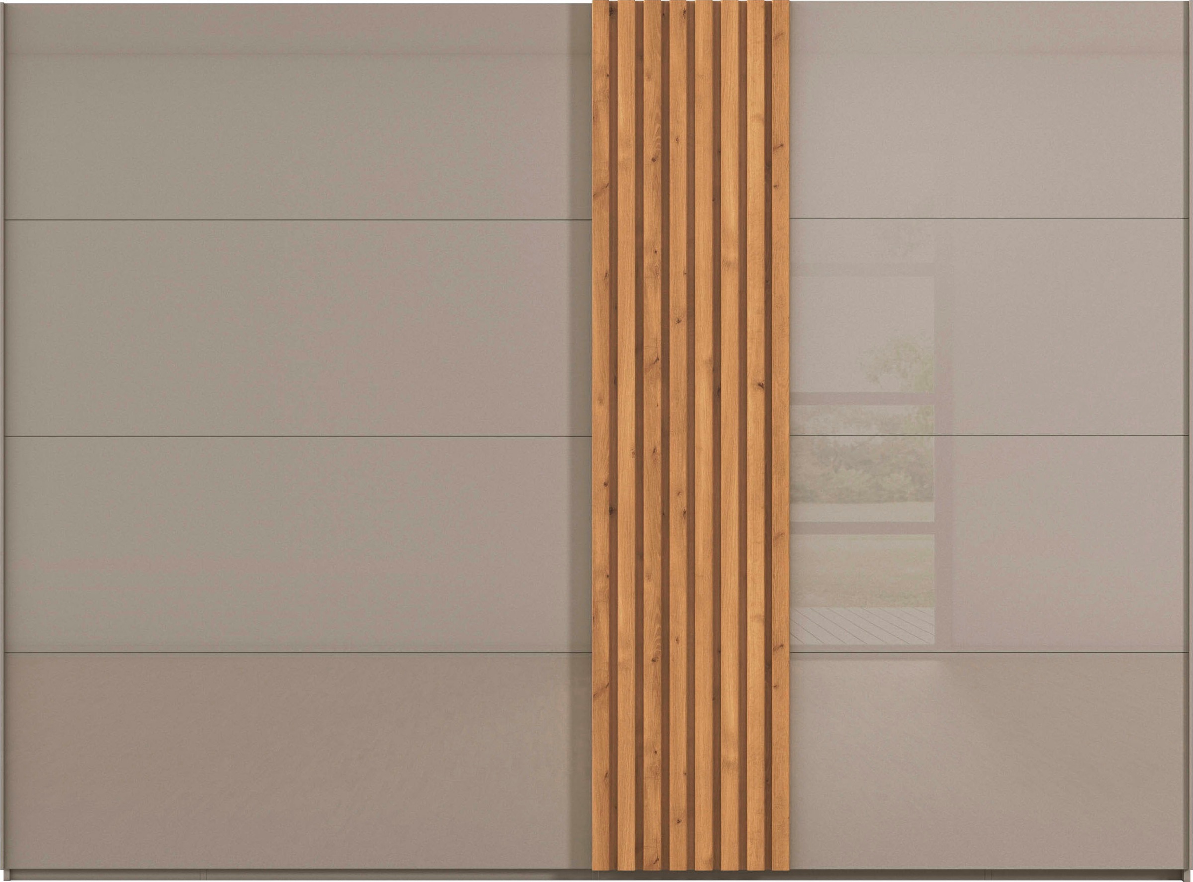 rauch Schwebetürenschrank »Kleiderschrank Schrank Garderobe Wäscheschrank TEGIO«, mit hochwertigen Holzdekoraufleistung und Glasfront MADE IN GERMANY