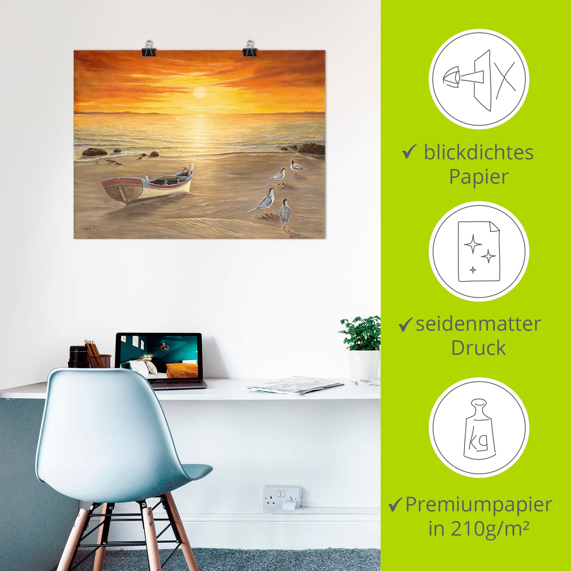 Artland Wandbild »Möwen«, Sonnenaufgang & -untergang, (1 St.), als Alubild, Outdoorbild, Leinwandbild, Poster in verschied. Größen