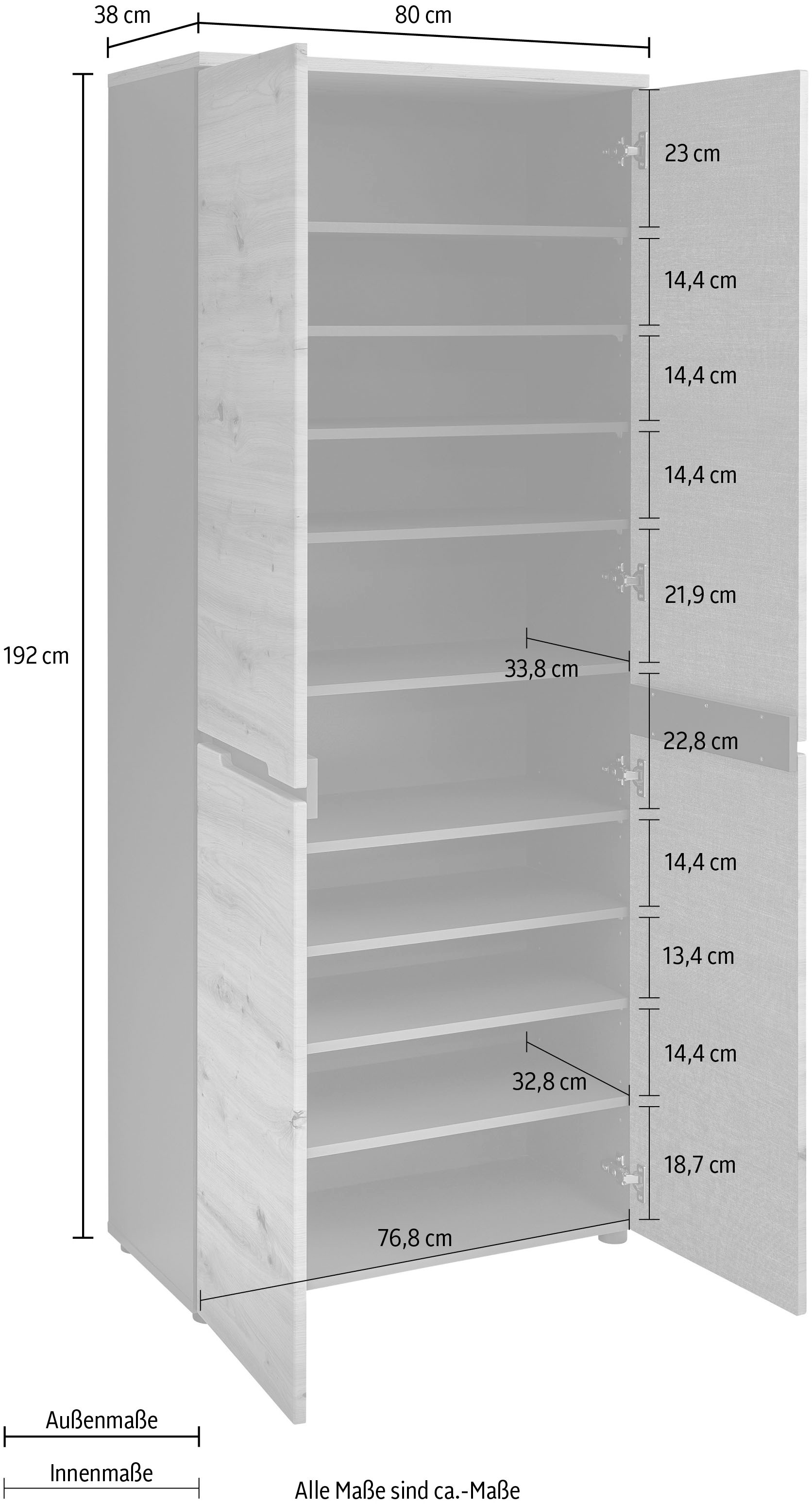 Innostyle Schuhschrank »Memphis Garderobenschrank, 65x192x38cm (B/H/T)«, (1 St.)
