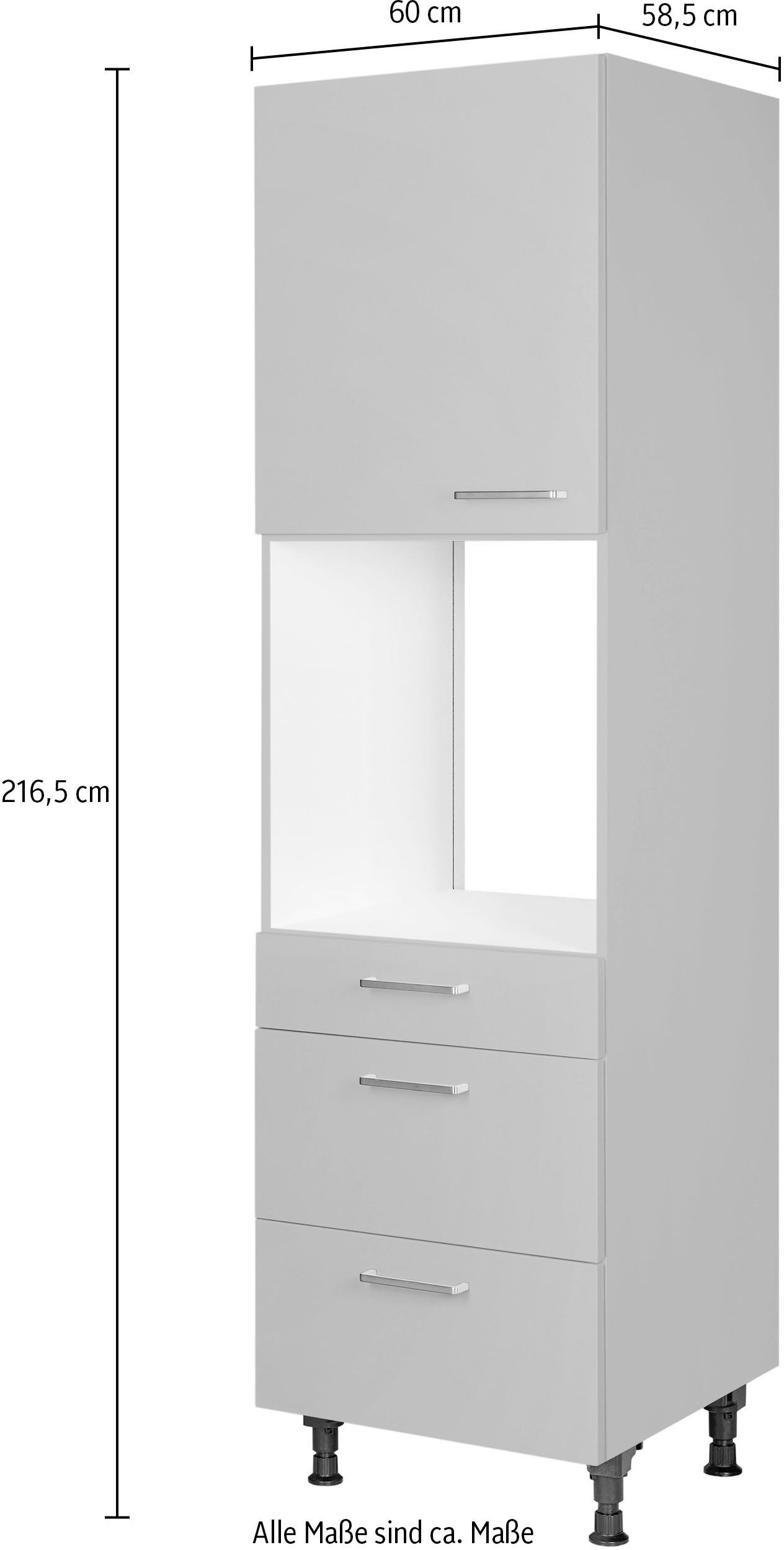 nobilia® Backofenumbauschrank »"Touch", Ausrichtung wählbar, mit Schublade und zwei Auszügen und«, einer Tür, vormontiert, Breite/Höhe: 60/216,6 cm