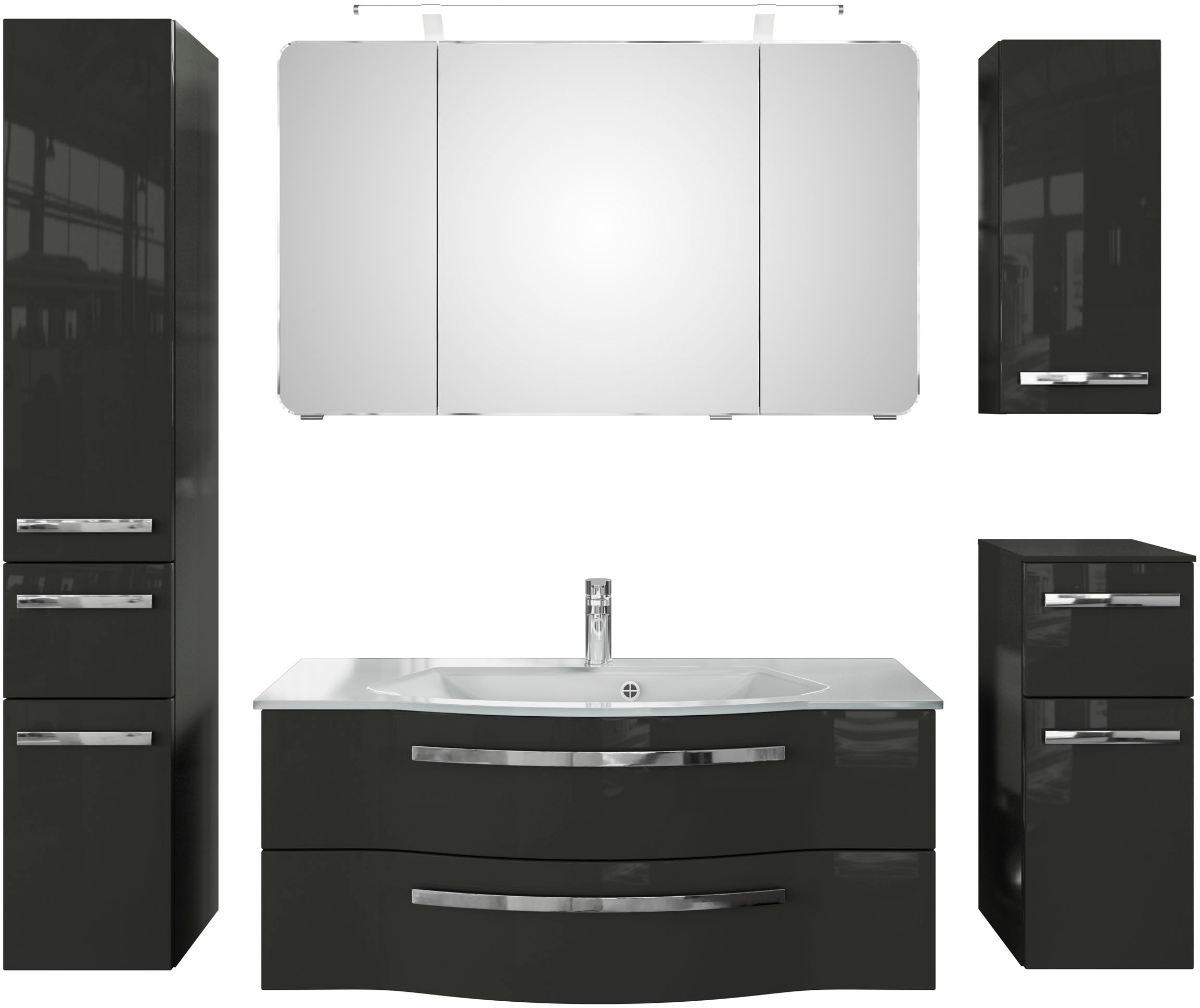 Saphir Badmöbel-Set »Serie 4005, vormontiert, Glaswaschbecken, Spiegelschra günstig online kaufen