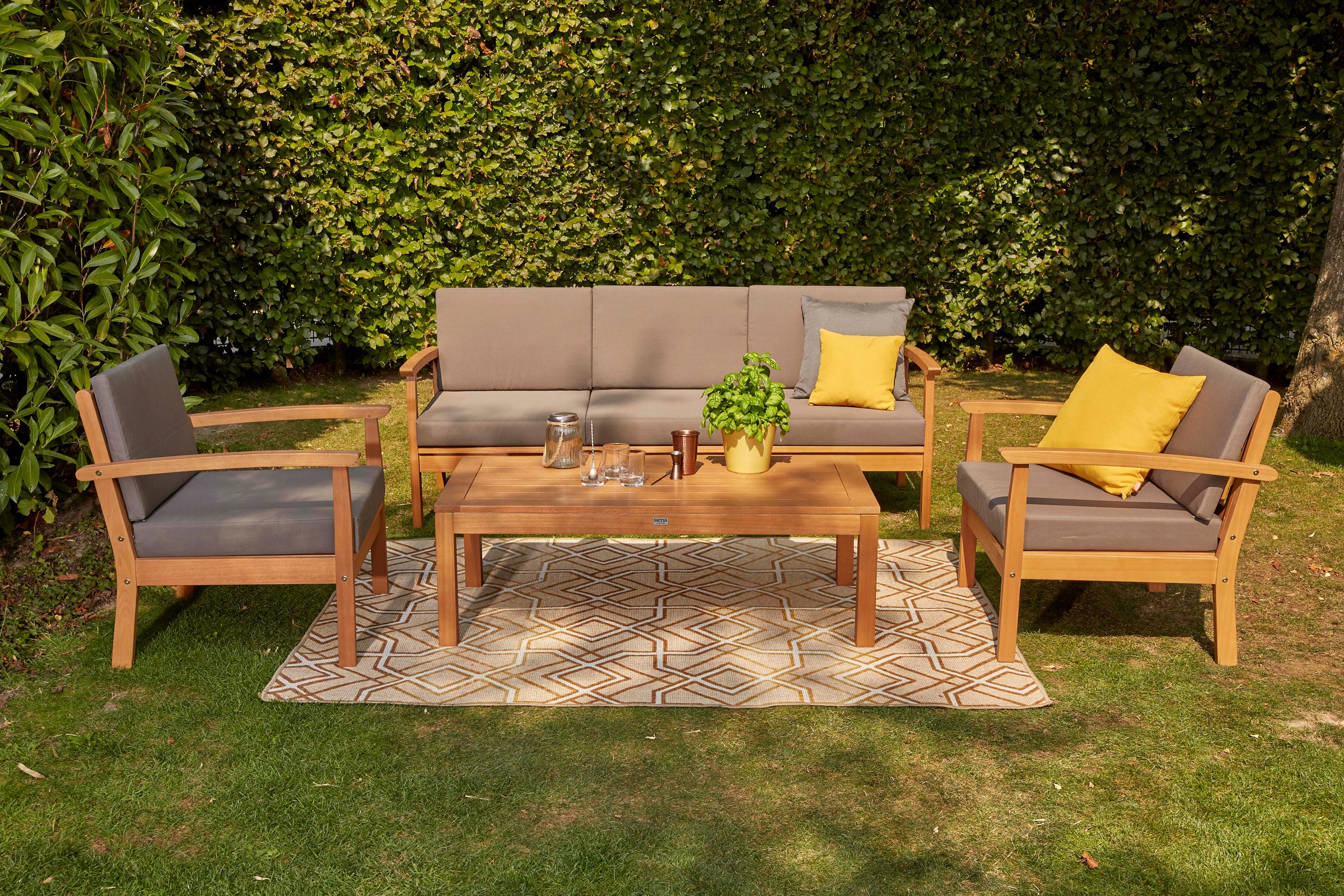 Siena Garden Gartenlounge-Set »Tavira« 2x Sessel, 1x 2er-Sofa, 1x Tisch, Eu günstig online kaufen