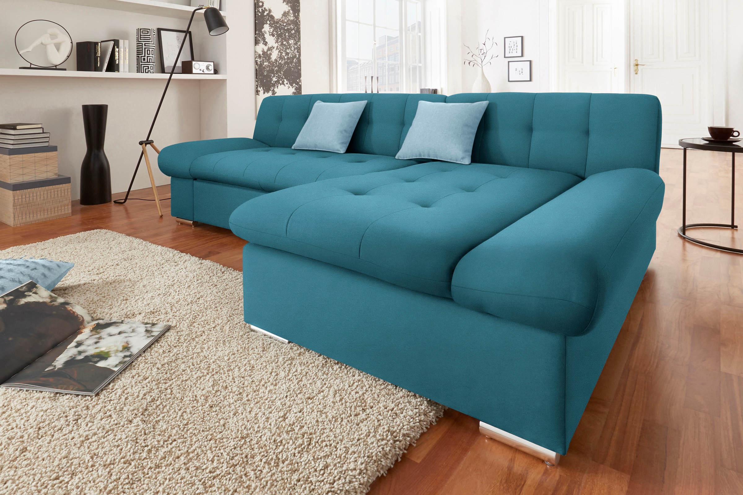 TRENDMANUFAKTUR Ecksofa »Reggae II, moderne Optik, Armteilverstellung, B/T günstig online kaufen