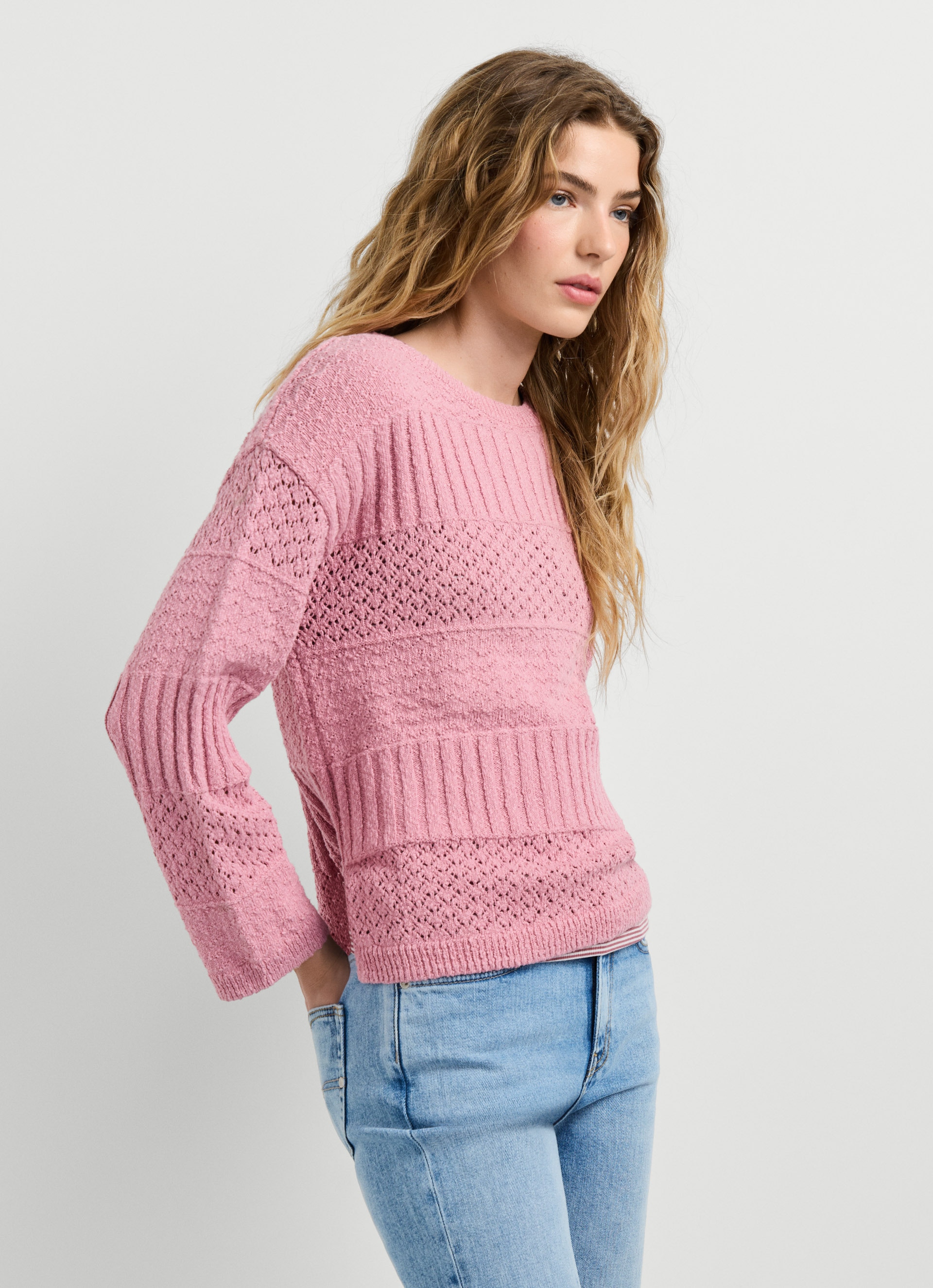 Pepe Jeans Strickpullover »ALAYA« im Strukturmix, reine Baumwolle