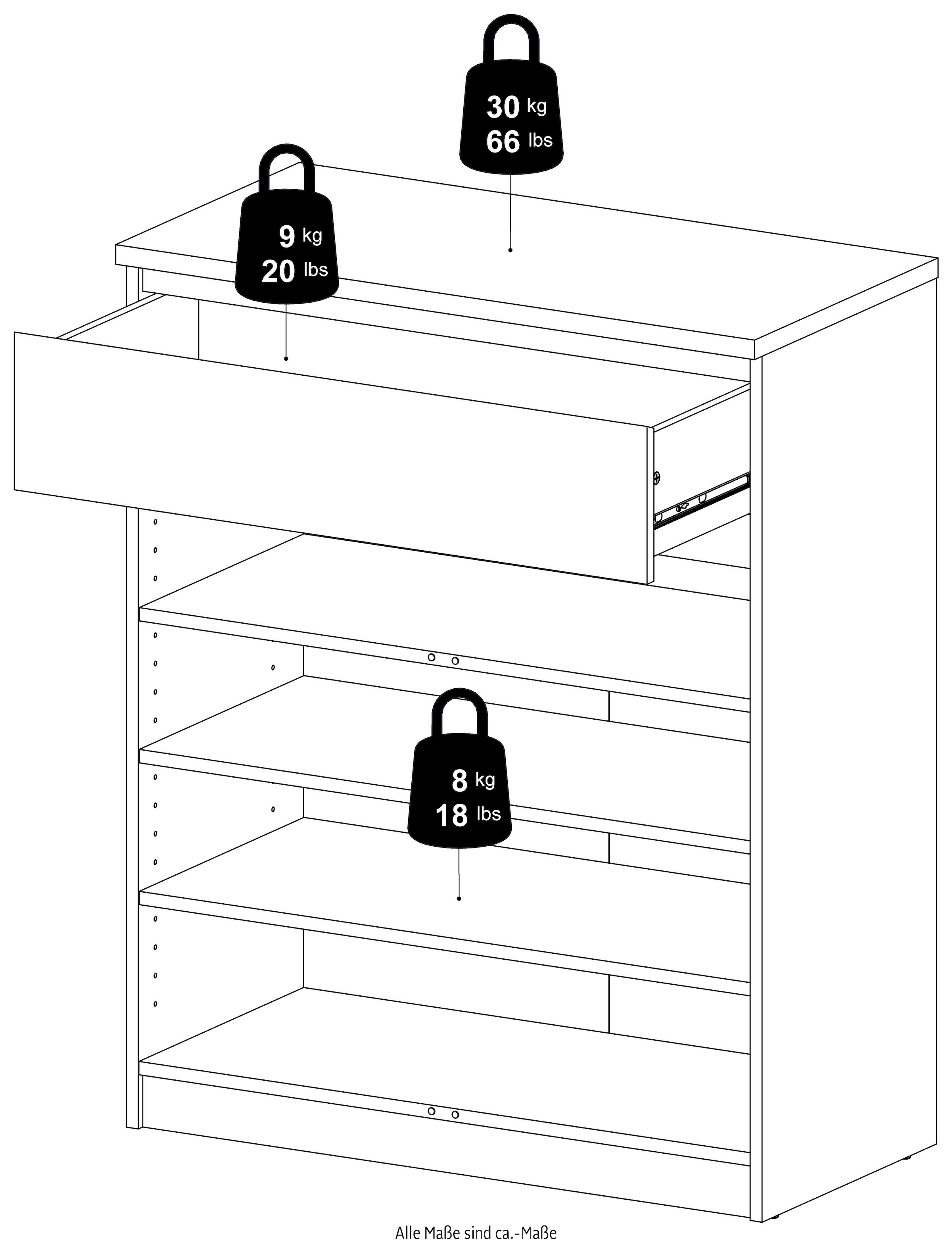 INOSIGN Kommode »Naia«, abgerundete Schubladenkanten auf Metallgleiter, Breite 80,2 cm
