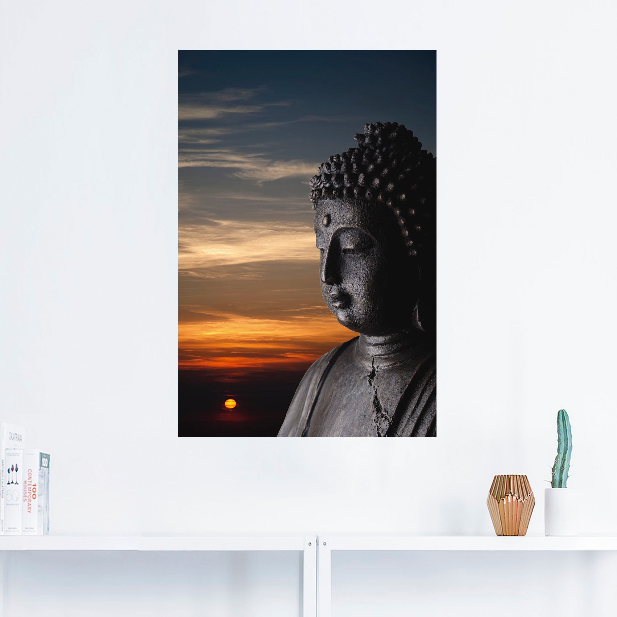 Artland Wandbild »Buddha Statue vor Sonnenuntergang«, Buddhismus, (1 St.), als Alubild, Leinwandbild, Wandaufkleber oder Poster in versch. Größen
