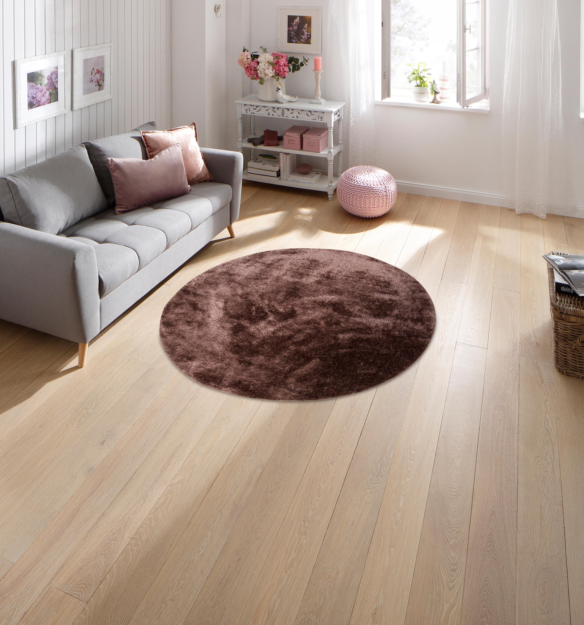 my home Hochflor-Teppich »Mikro Soft Ideal«, rund, 30 mm Höhe, Mikrofaser, extra flauschig, weich, pflegeleicht, elegant, Uni
