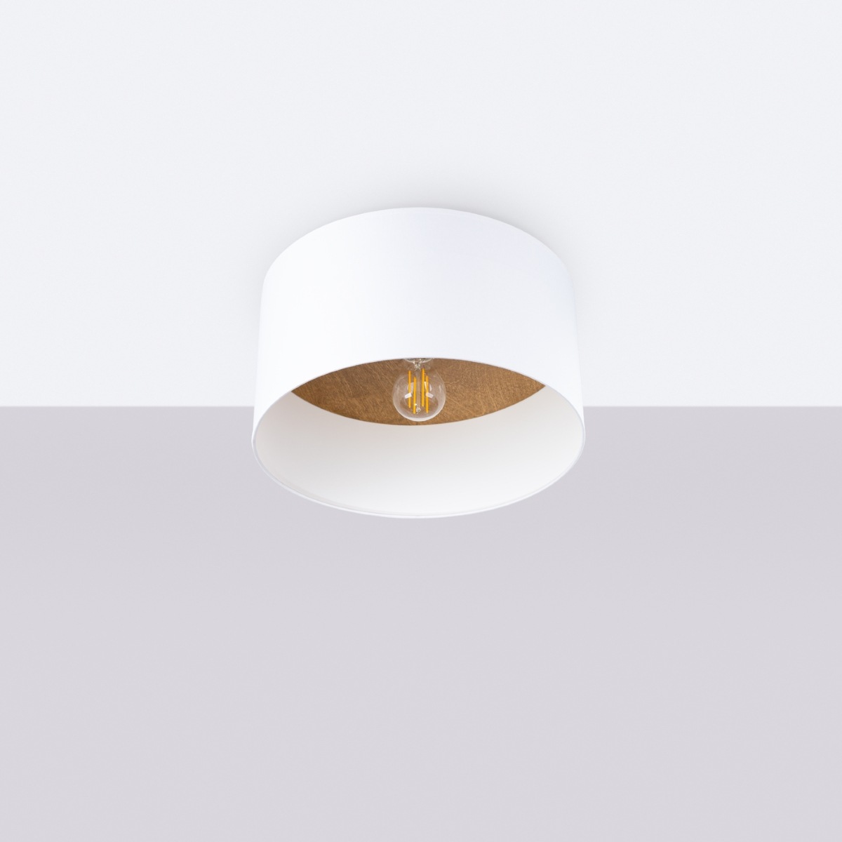 SOLLUX lighting Deckenleuchte »Plafond TELESTO Weiß/Hellbraun«, 1 flammig, günstig online kaufen