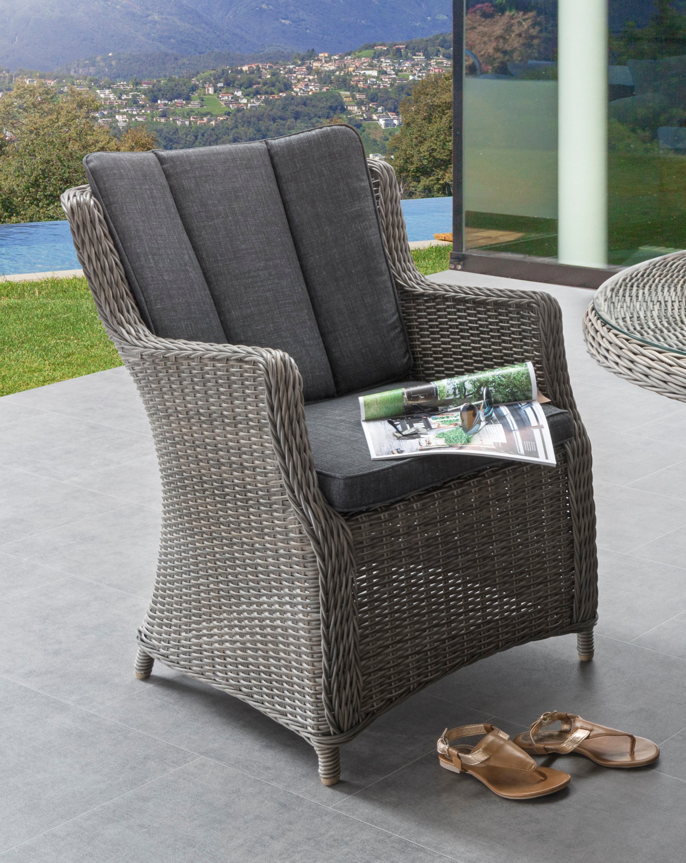 Destiny Balkonset »LUNA MALAGA«, (7 tlg., 2x Sessel, 1x Beistelltisch, inkl. Auflagen), Aluminium, Polyrattan