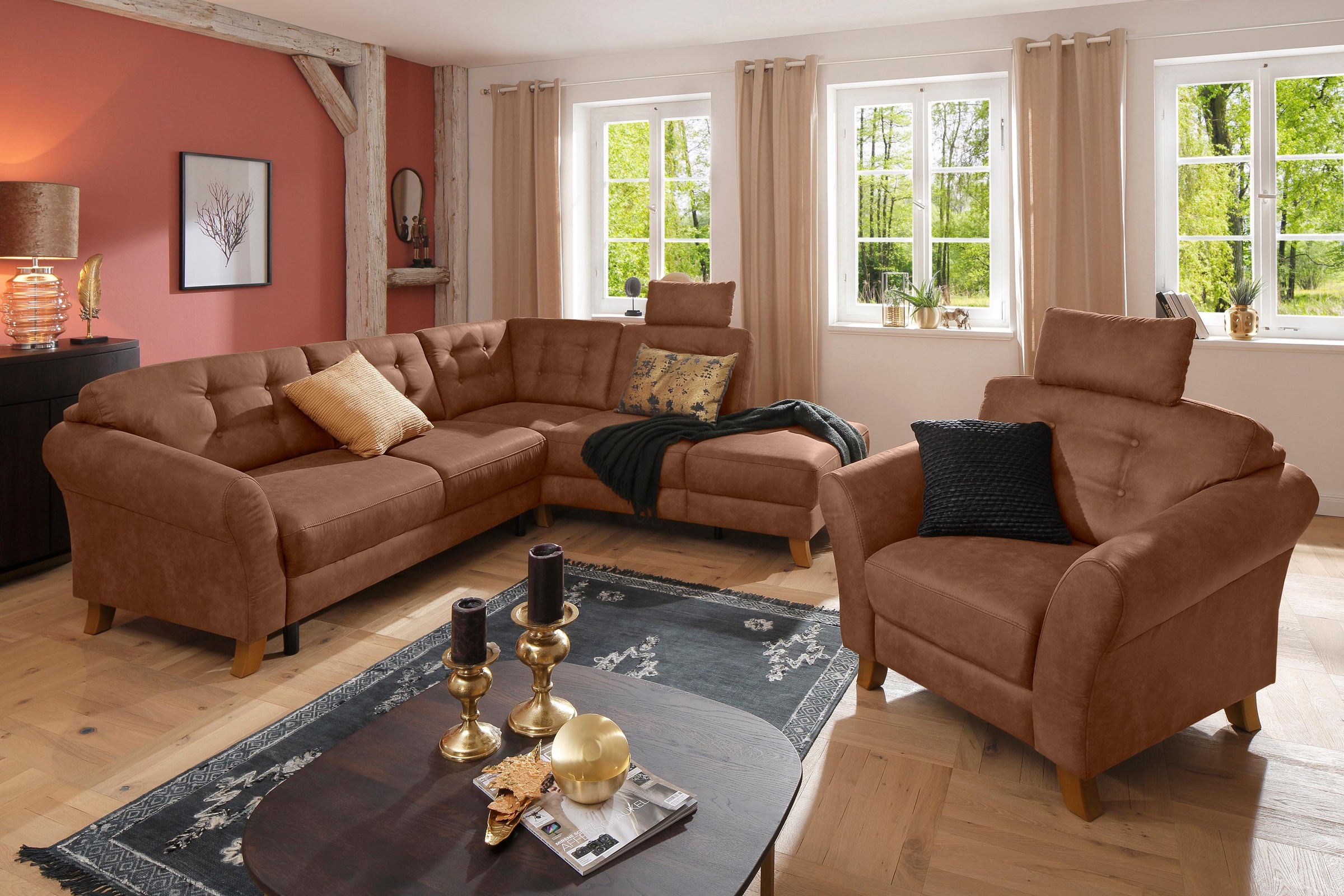 Home affaire Ecksofa »Trondheim L-Form«, mit Federkern