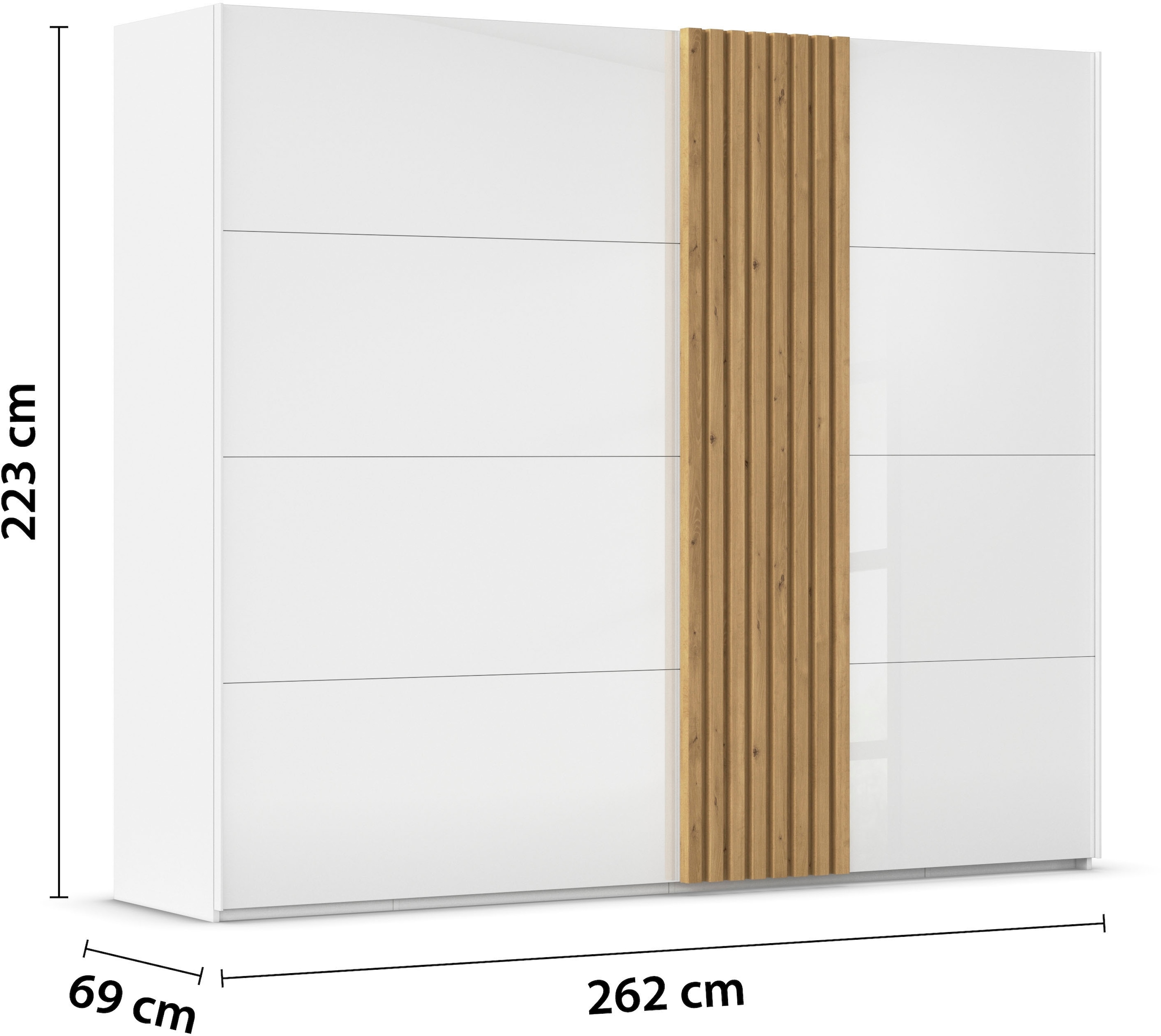 rauch Schwebetürenschrank »Kleiderschrank Schrank Garderobe Wäscheschrank TEGIO« mit hochwertigen Holzdekoraufleistung und Glasfront MADE IN GERMANY